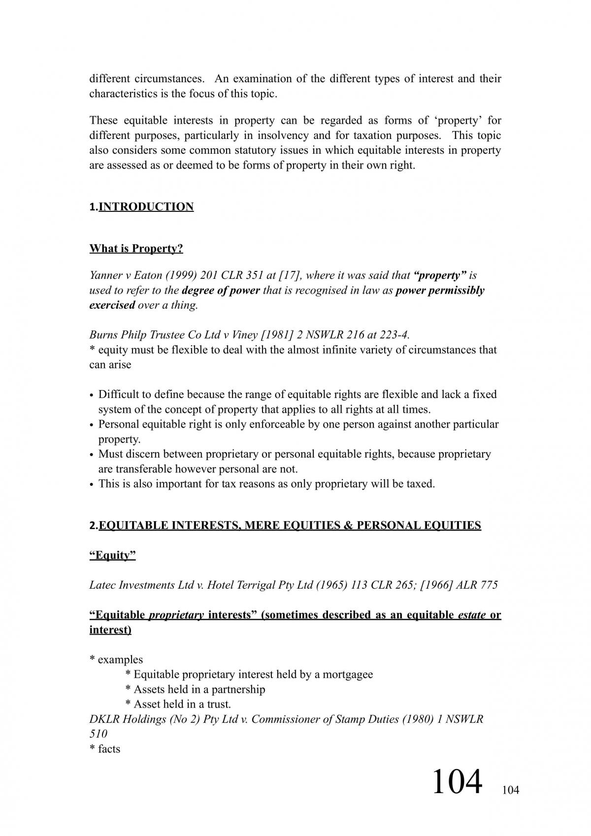 Equity and trusts final exam notes - Page 104