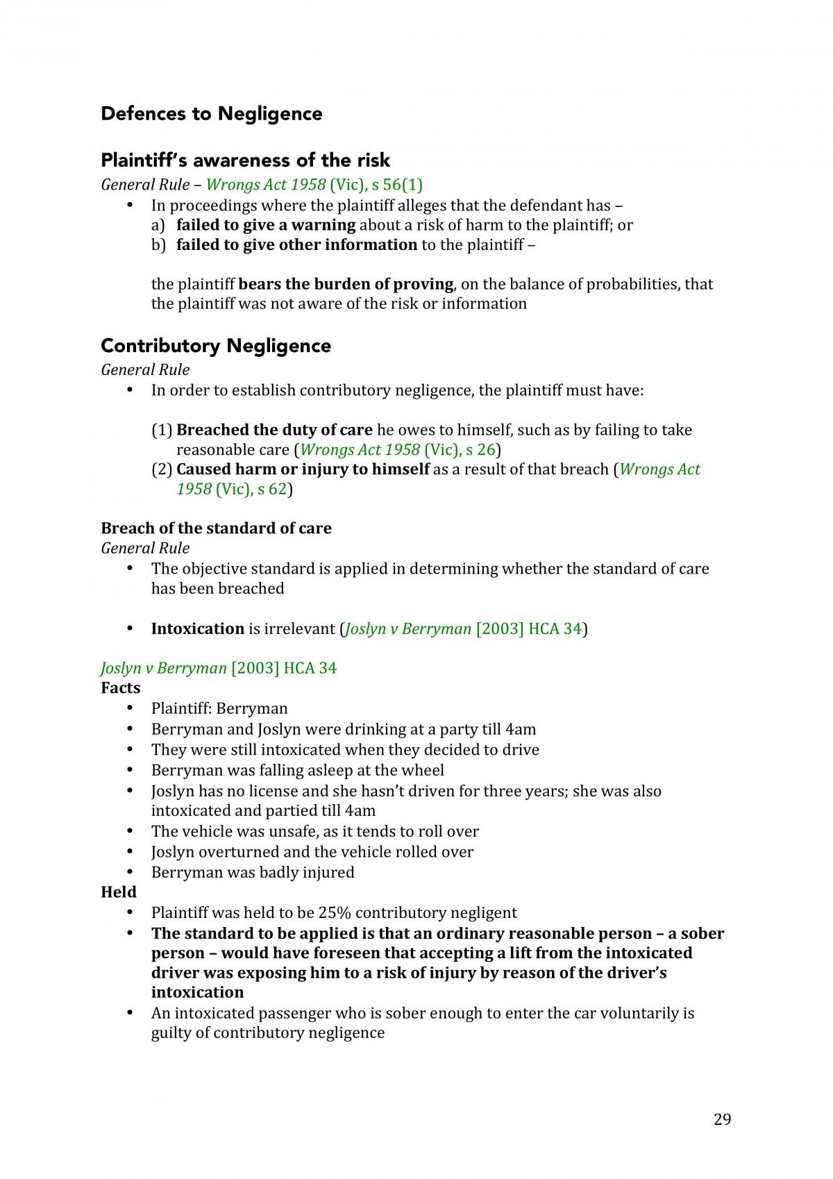 Torts Exam Notes - Page 29