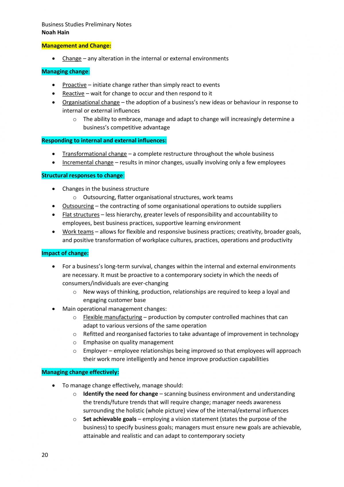 Business Studies Preliminary Notes - Page 20