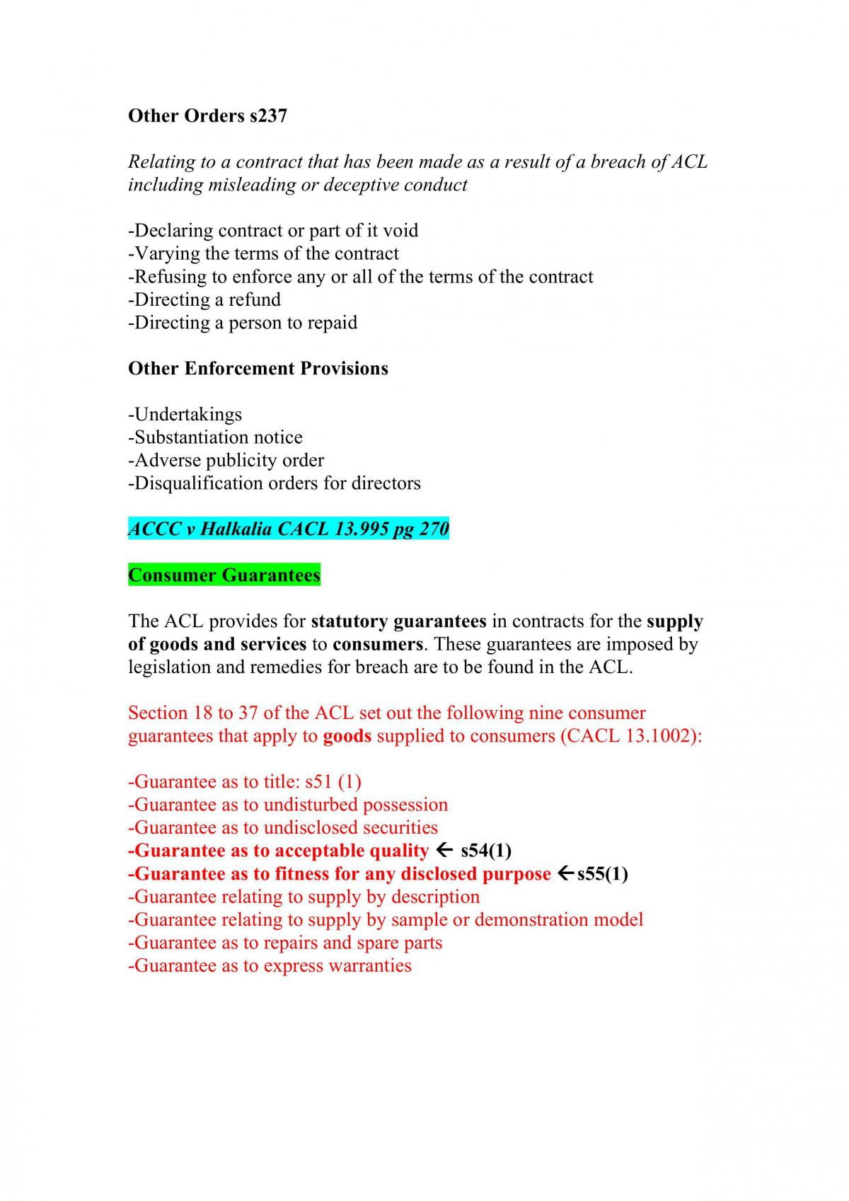 Australian Consumer Law Notes - Page 15