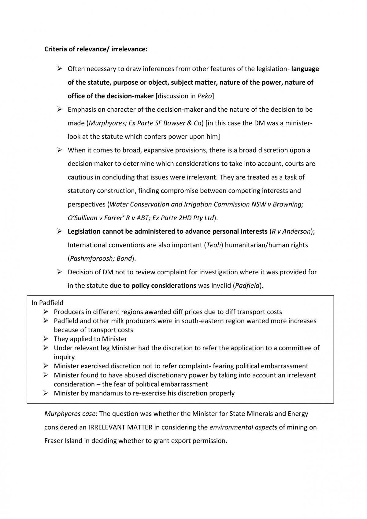 LLB230 Admin law exam notes - Page 17