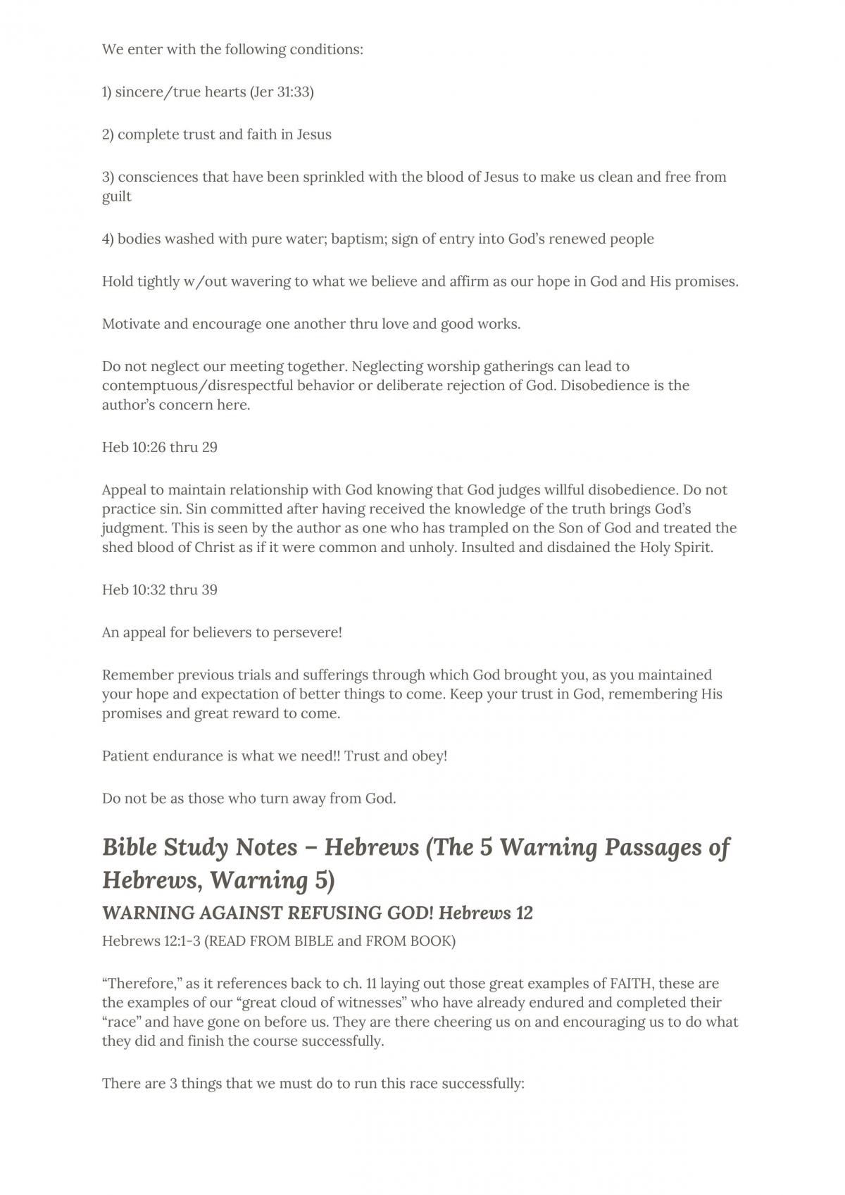 The 5 Warning Passages of Hebrews - Page 9