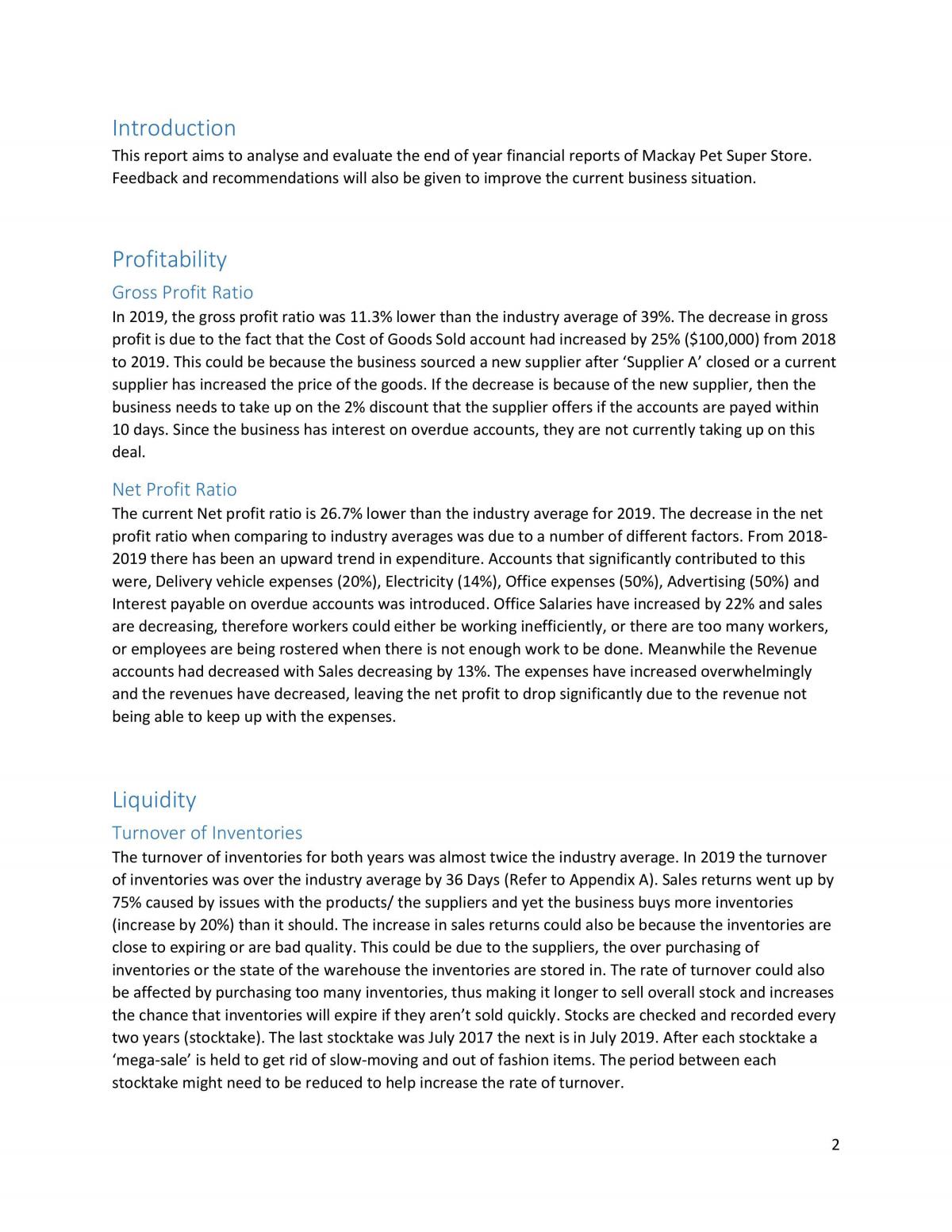 Mackay Pet Super Store Analysis - Page 3