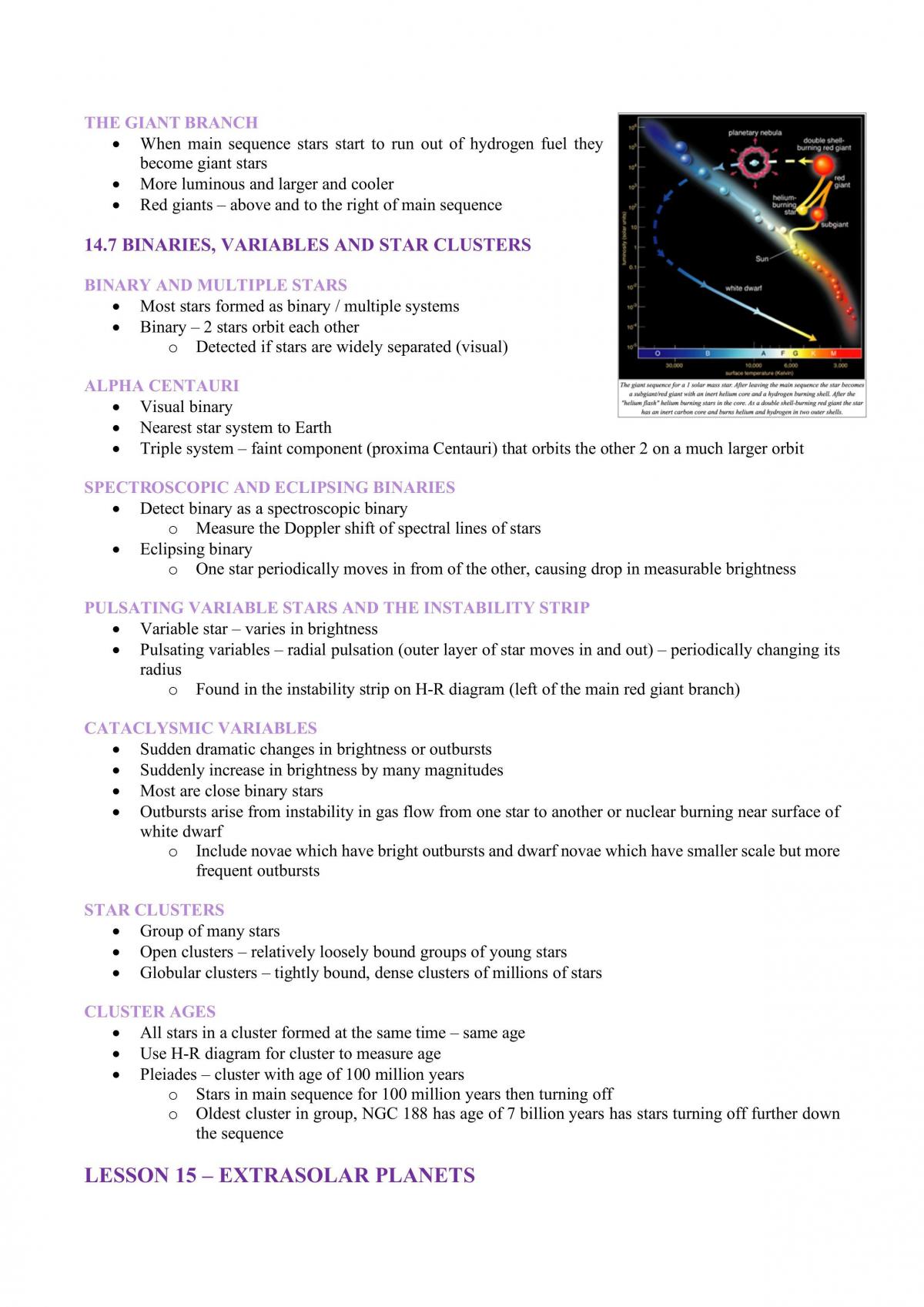 PHYS1160 Complete Study Notes PHYS1160 - Introduction to Astronomy
