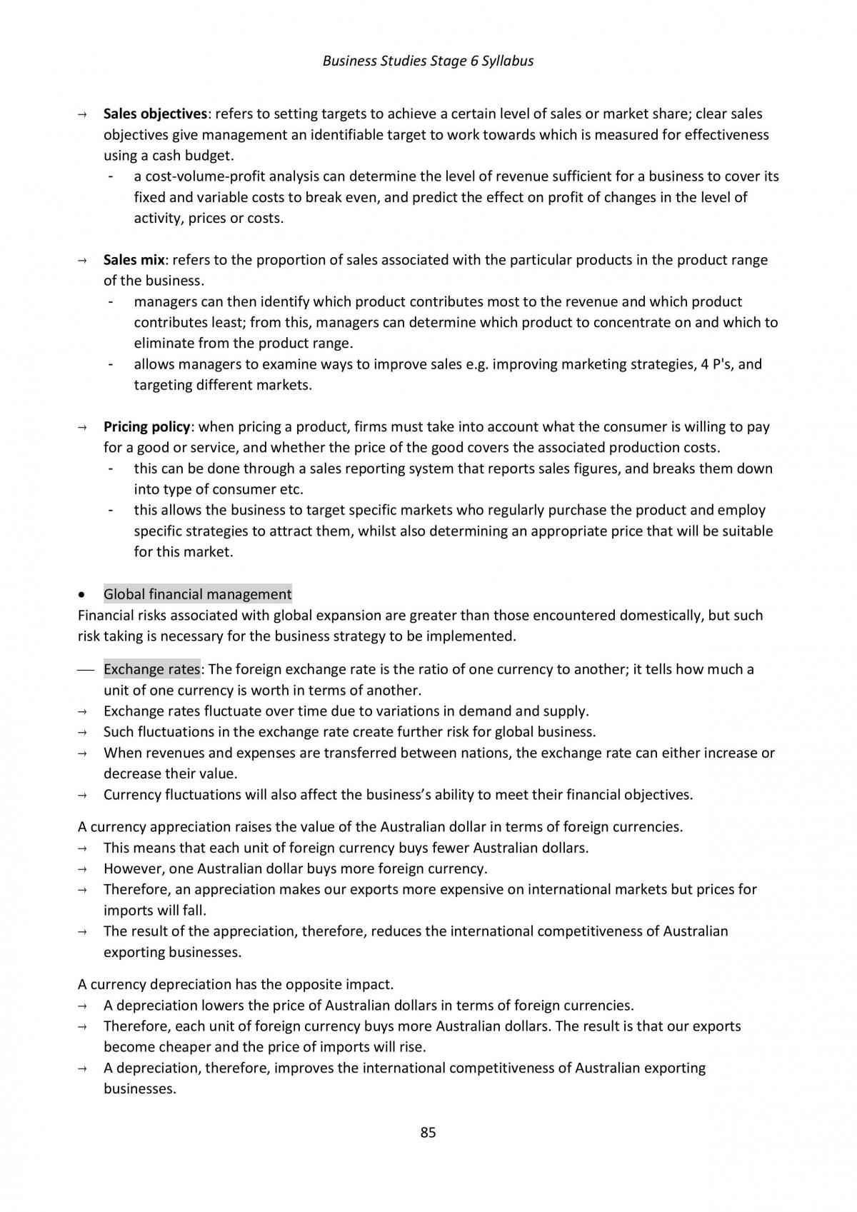 HSC Business Studies Course Notes - Page 85
