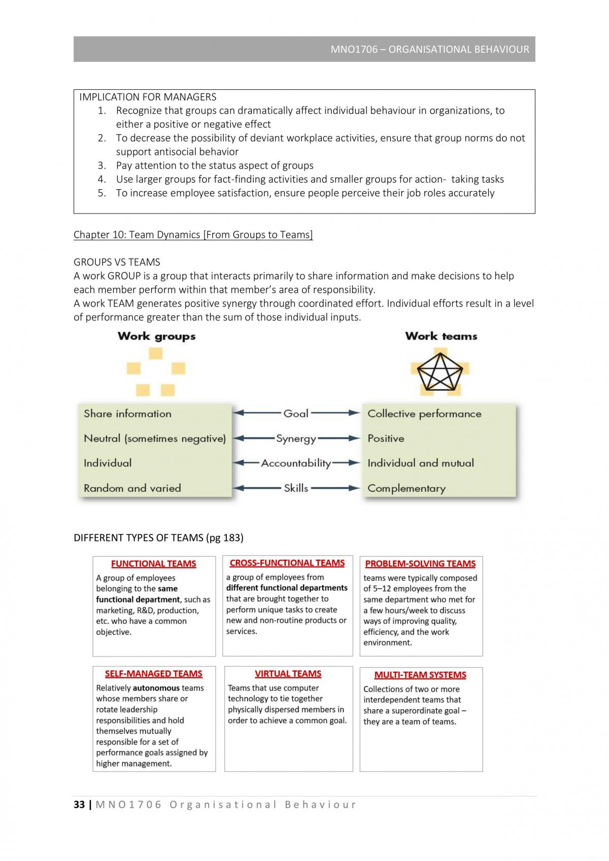 MNO1706 Organisational Behavior Full Notes - Page 33