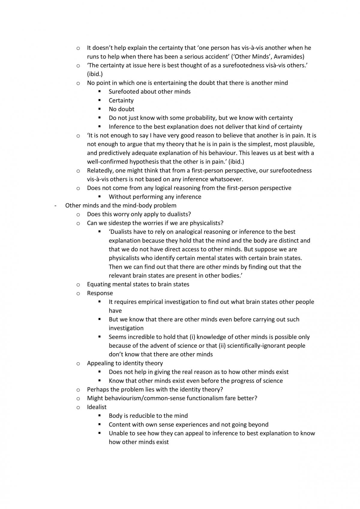 PH2241 Philosophy of Mind Notes - Page 44