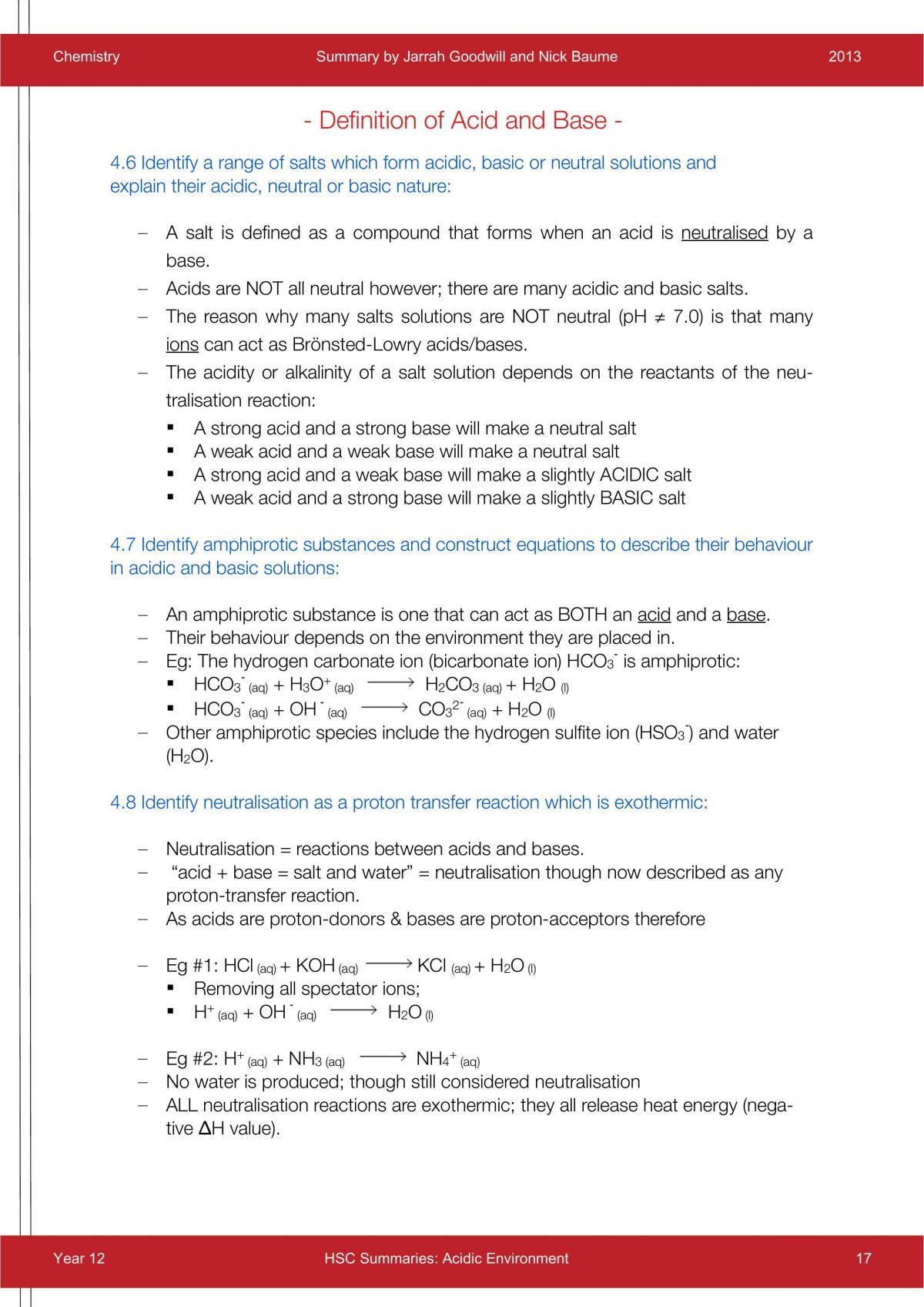 Acidic Environment Summary - Page 17