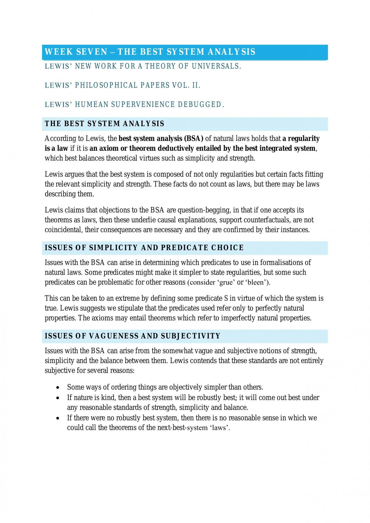 UCL PHIL0061 - Metaphysics of Science: Revision Notes - Page 13