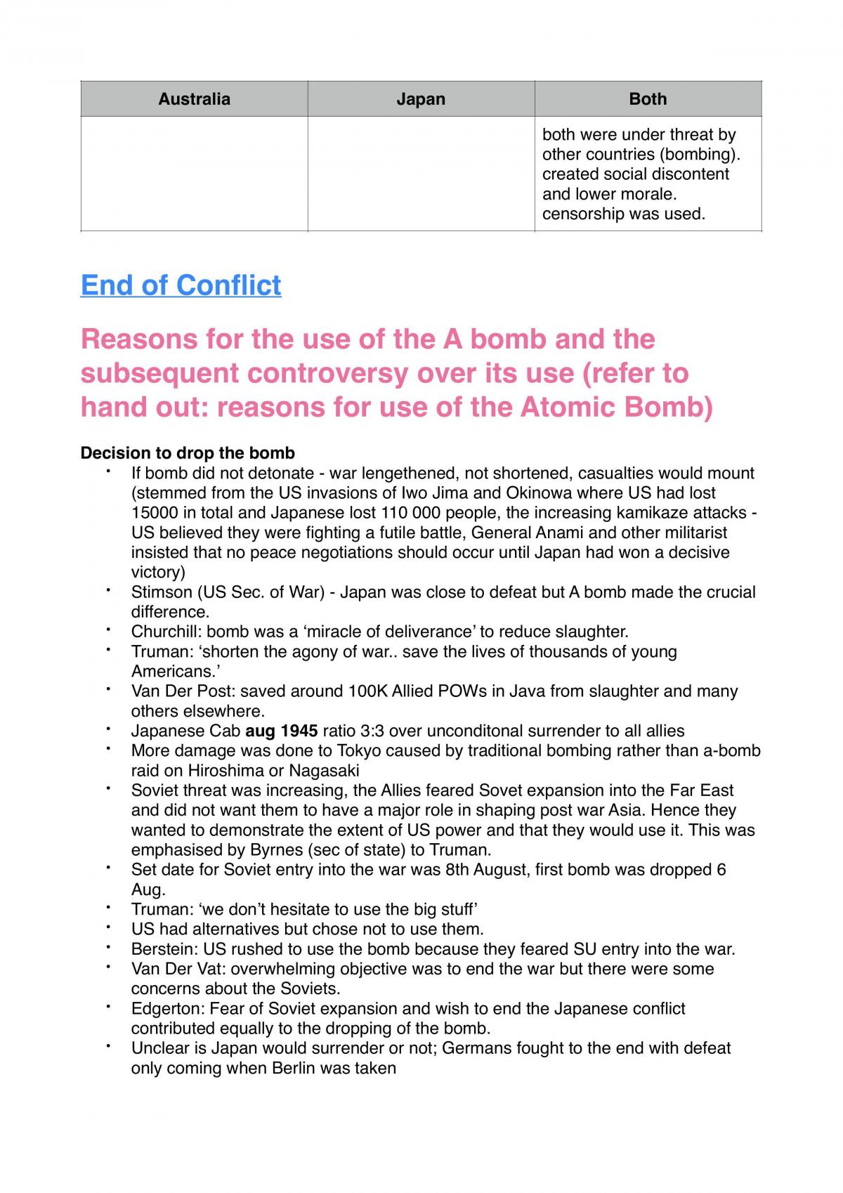 Conflict in the pacific complete notes - Page 28