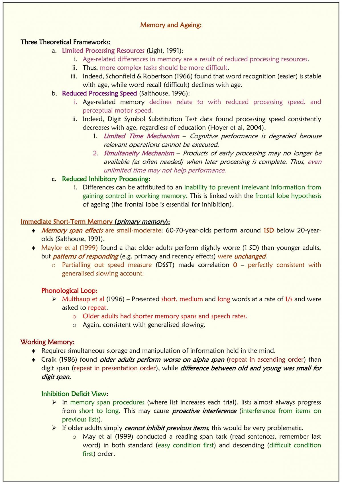 PS349: Psychology of Ageing Test Notes - Page 21