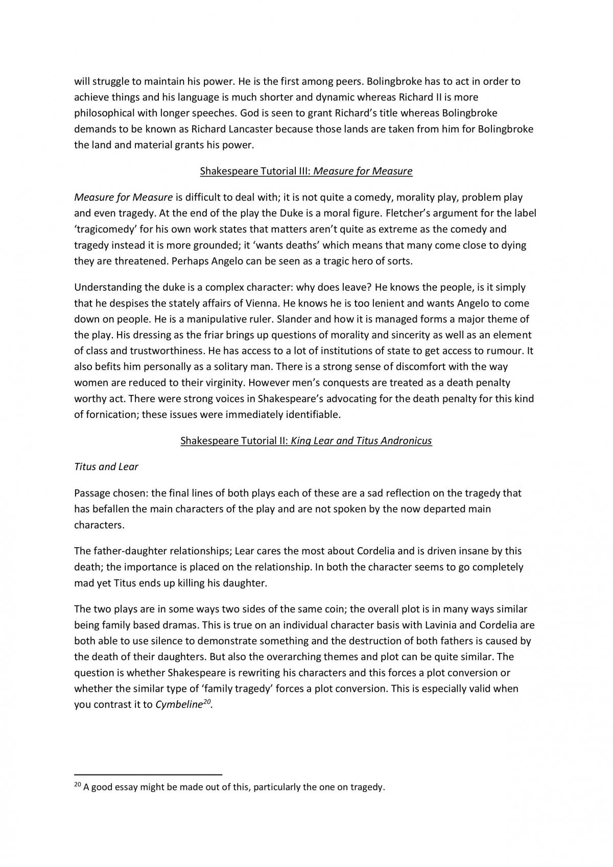 Shakespeare Lecture and Tutorial Notes - Page 17