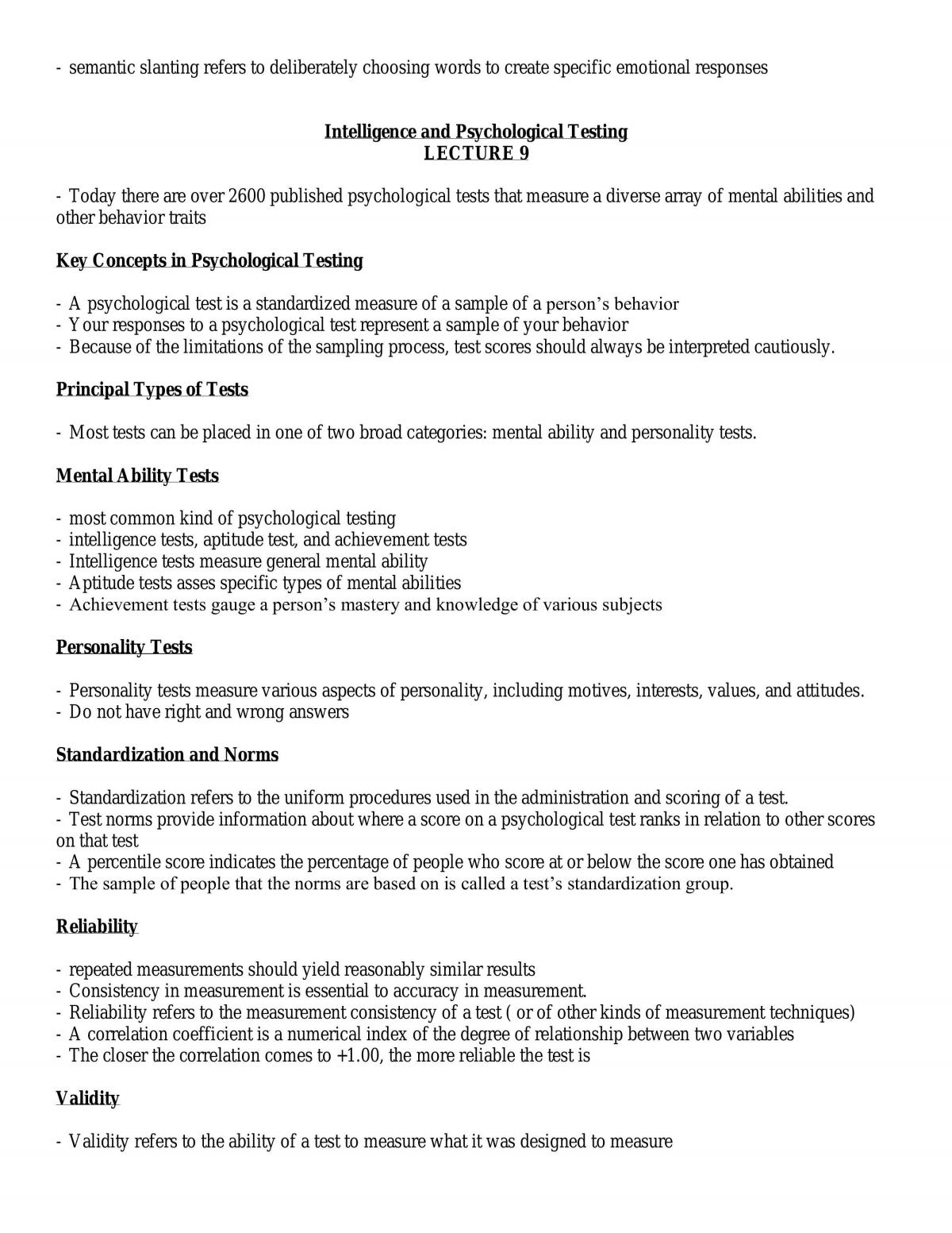 Introductory Psychology PSY100 Notes - Page 62
