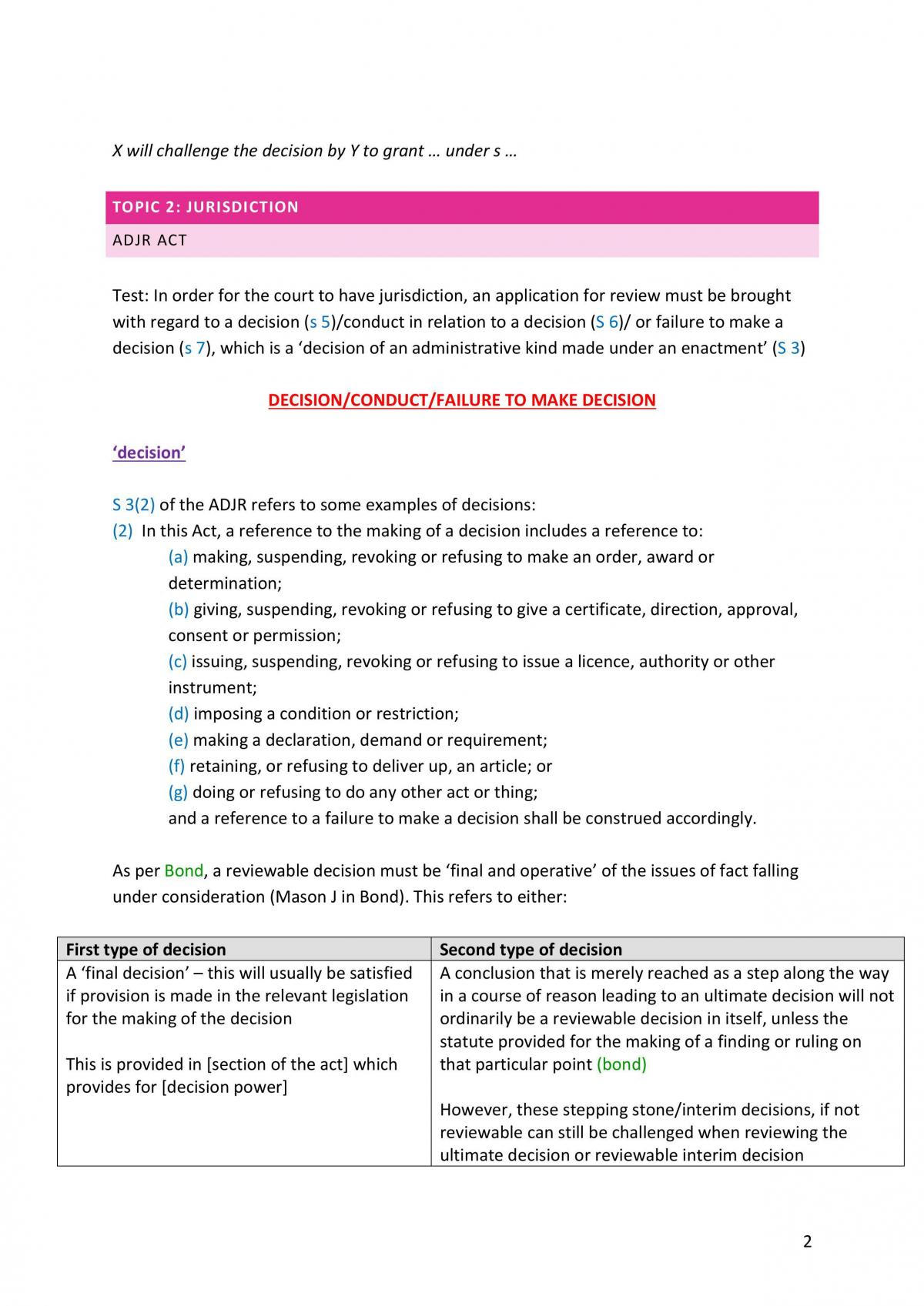 LAW4331 Exam notes (Administrative Law) - Page 3