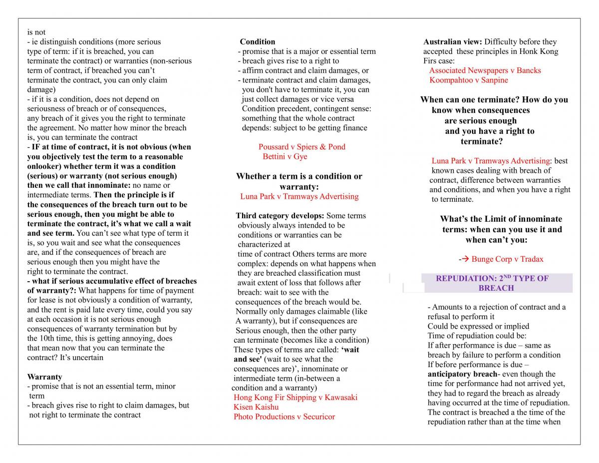 Contracts Exam Template - Complete with Case summaries, rules AND model arguments! - Page 30