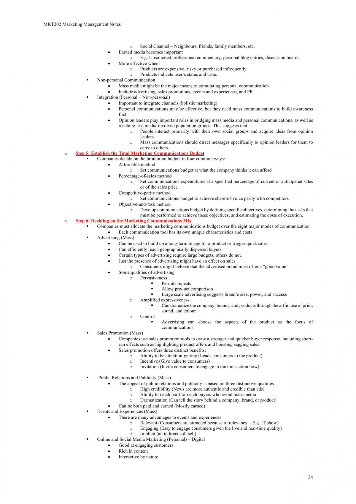 MKT202 - Marketing Management Notes - Page 34