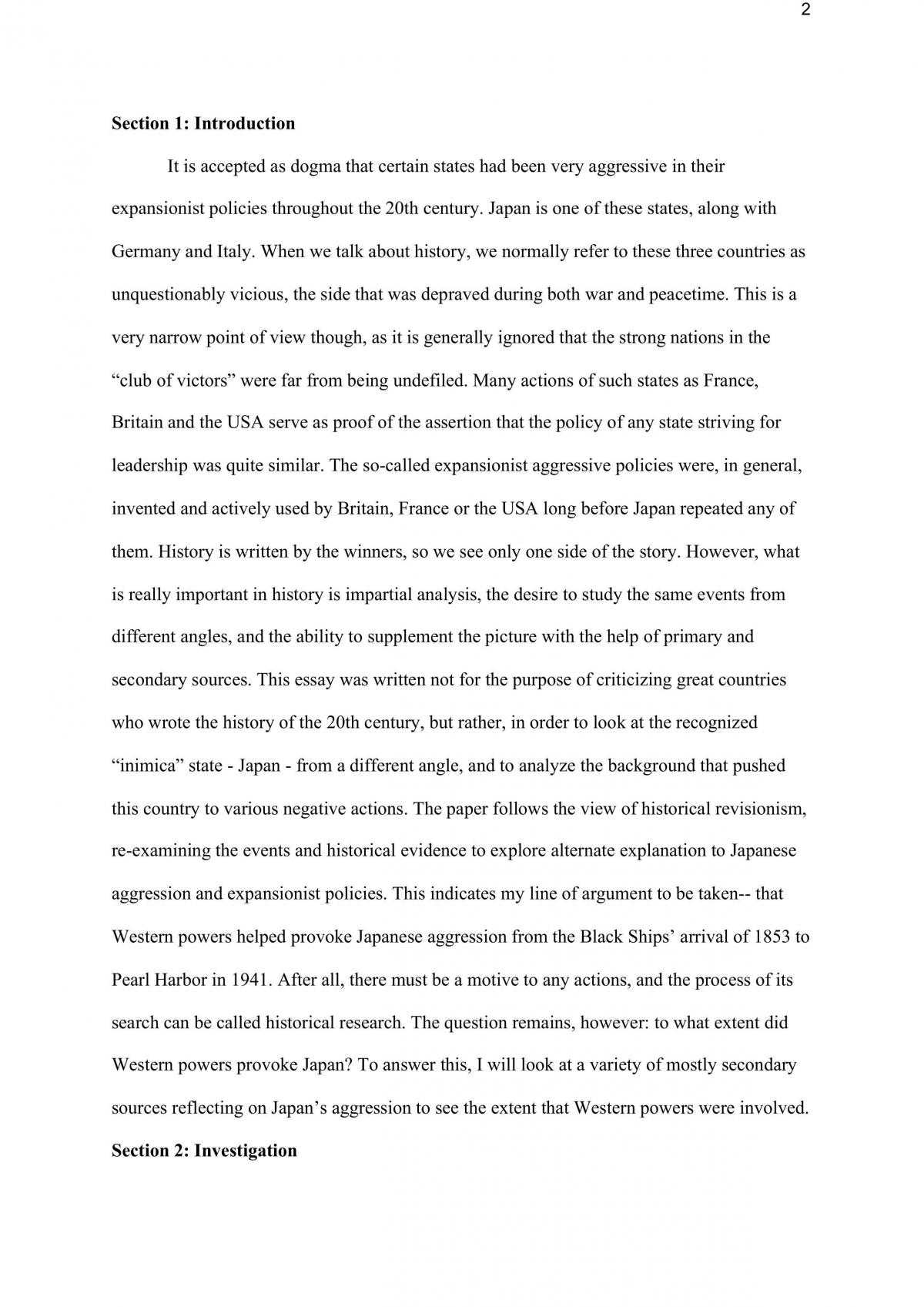ib history paper 2 essay example