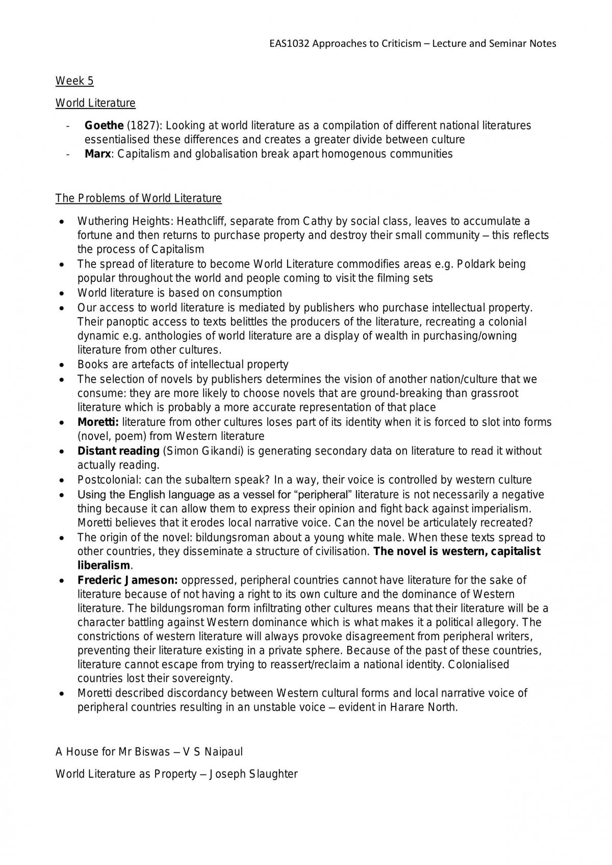 Approaches to Criticism Lecture and Seminar Notes - Term 1 - Page 39