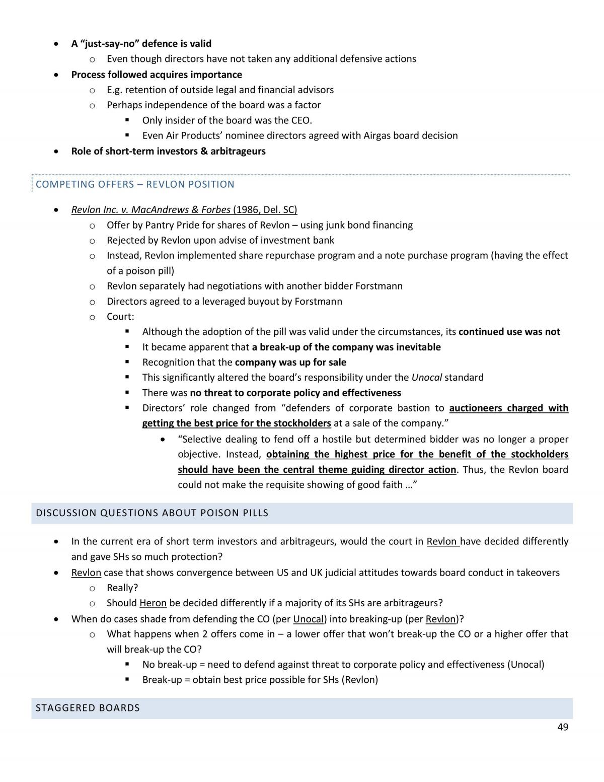 Mergers & Acquisitions Notes - Page 49