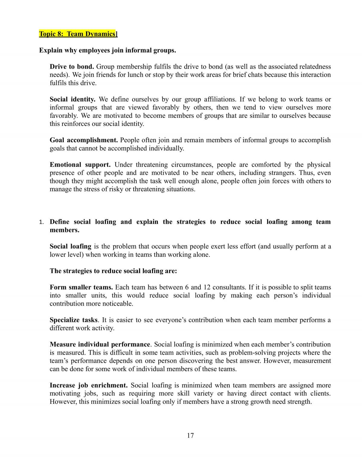 Notes for Organisational Behavior - Page 17