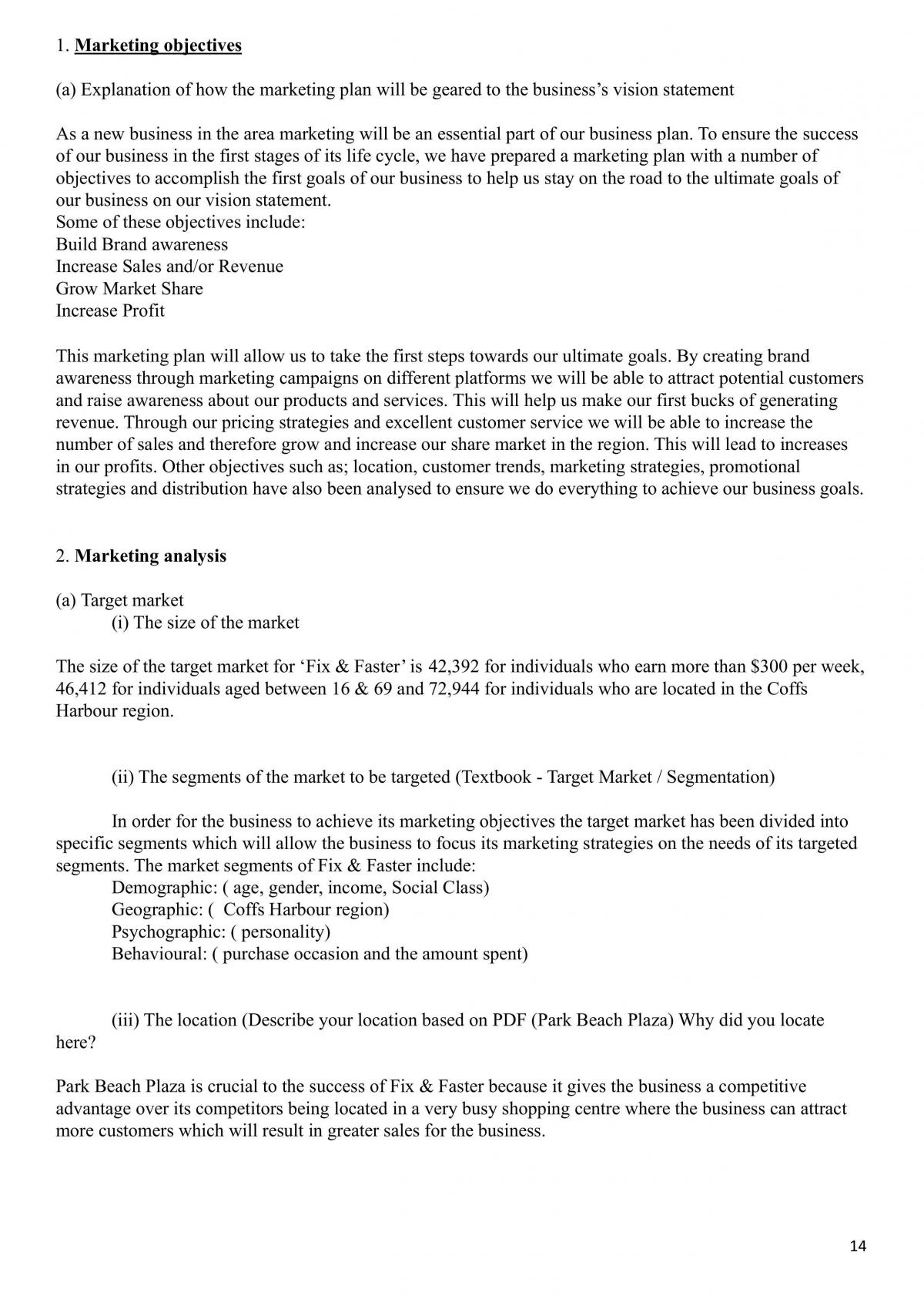 Preliminary Business Studies Business Plan Assessment Writing A