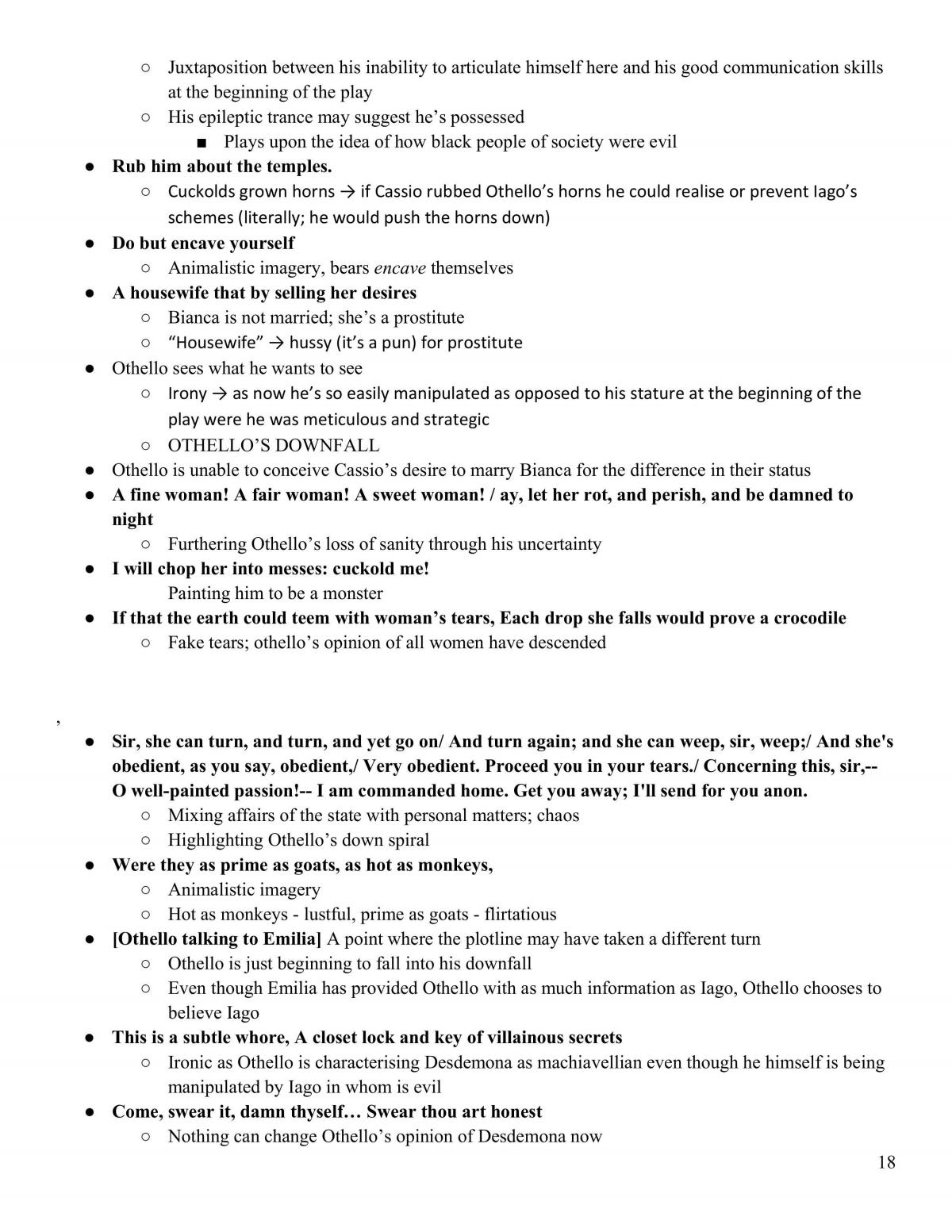 Othello Complete Study Notes - Page 18