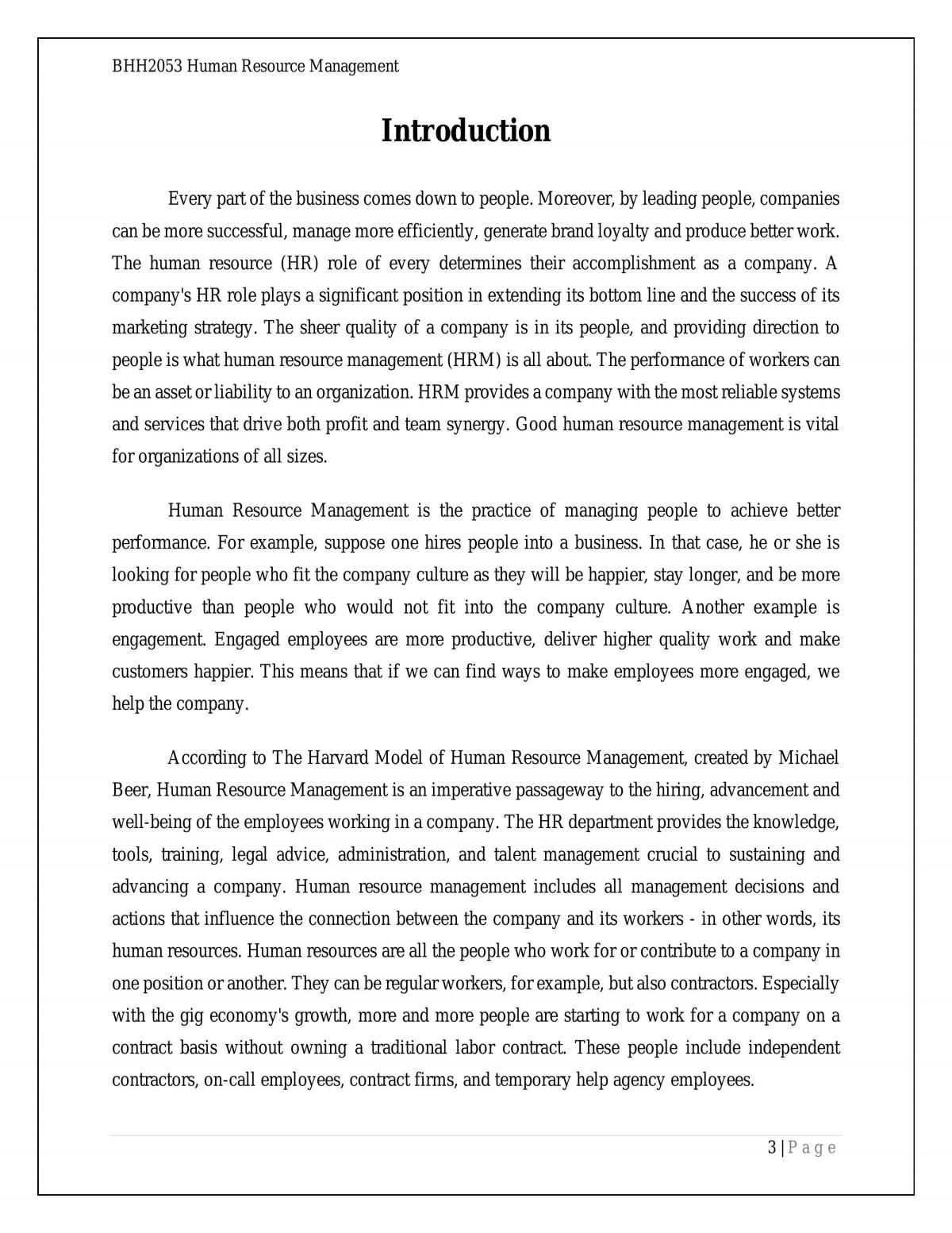 BHH 2053 - Human Resource Management Individual Assignment - Page 3