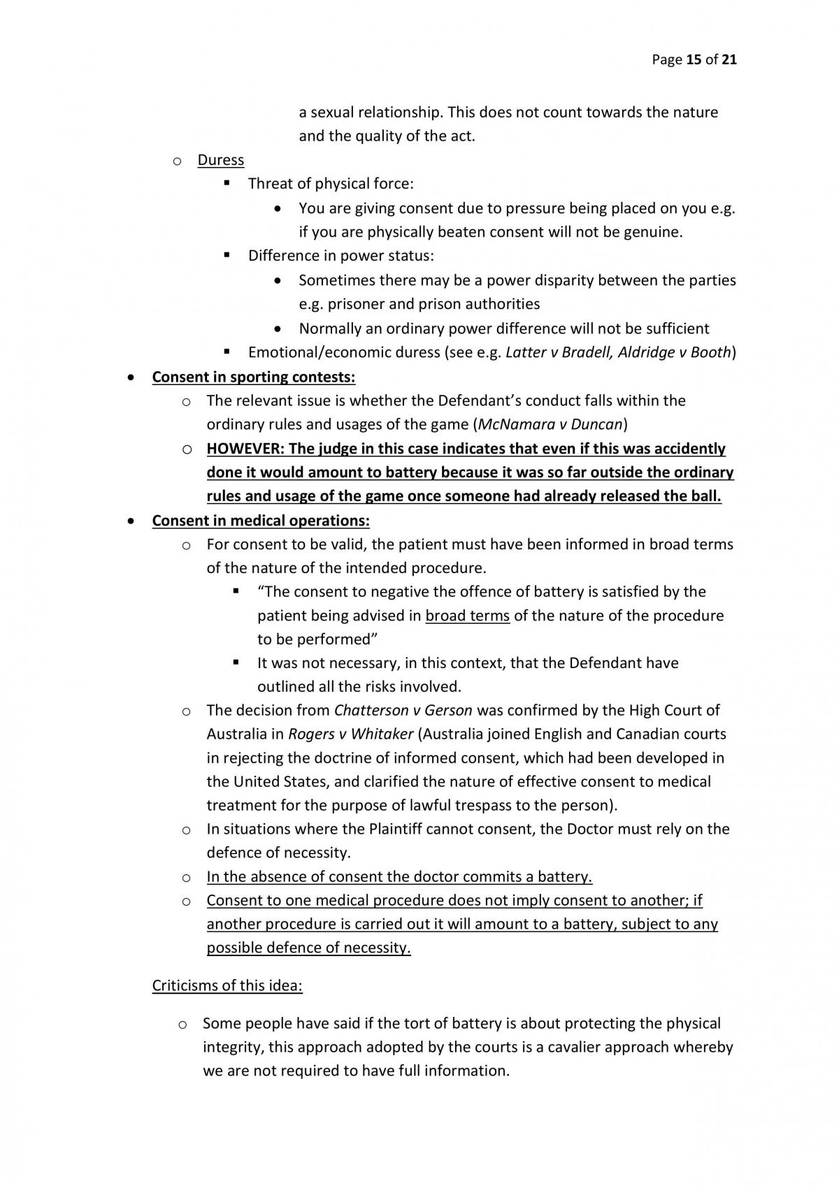 Torts to the Person - Major Topic - Page 15