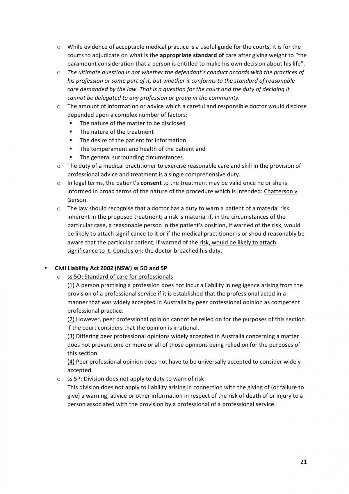 LAWS1012 Torts Notes - Page 21