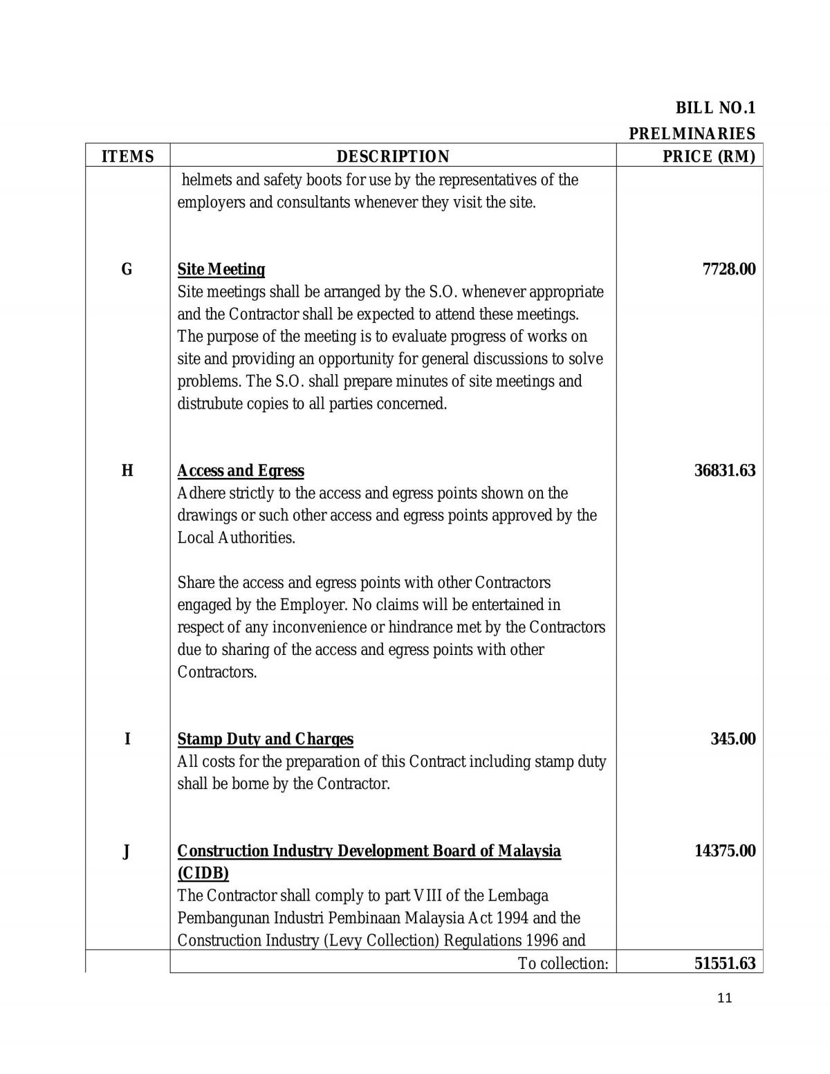 Estimate for preliminaries work  - Page 9