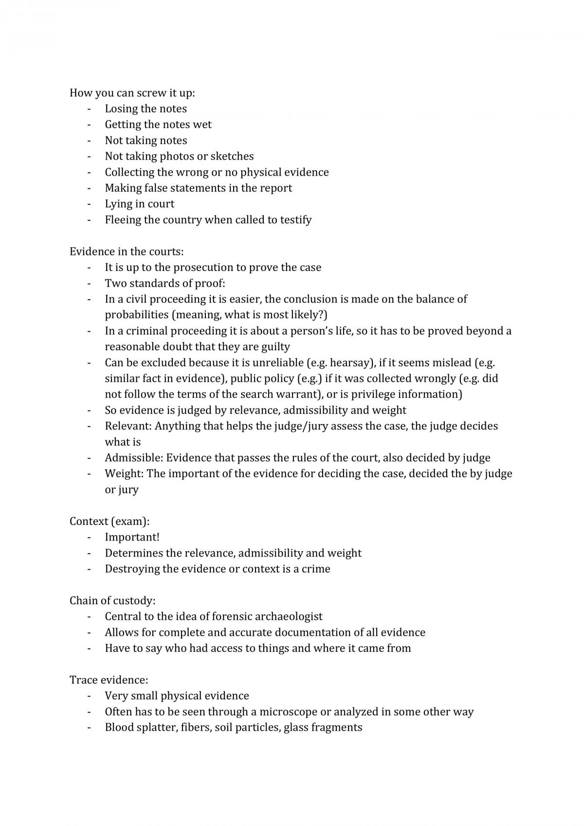 Study Notes from ARCS2003: Forensics: The Archaeology of Death and Crime Scenes - Page 41