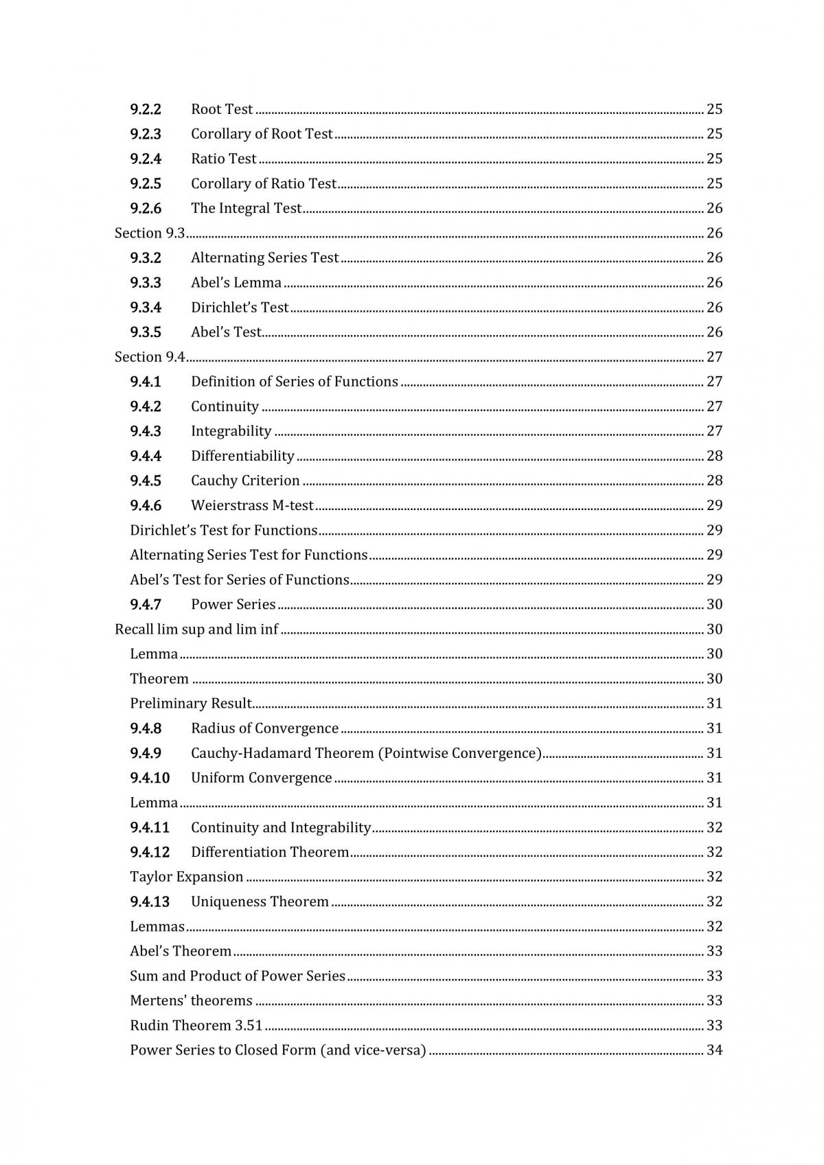 Mathematical Analysis II Summary Notes - Page 3