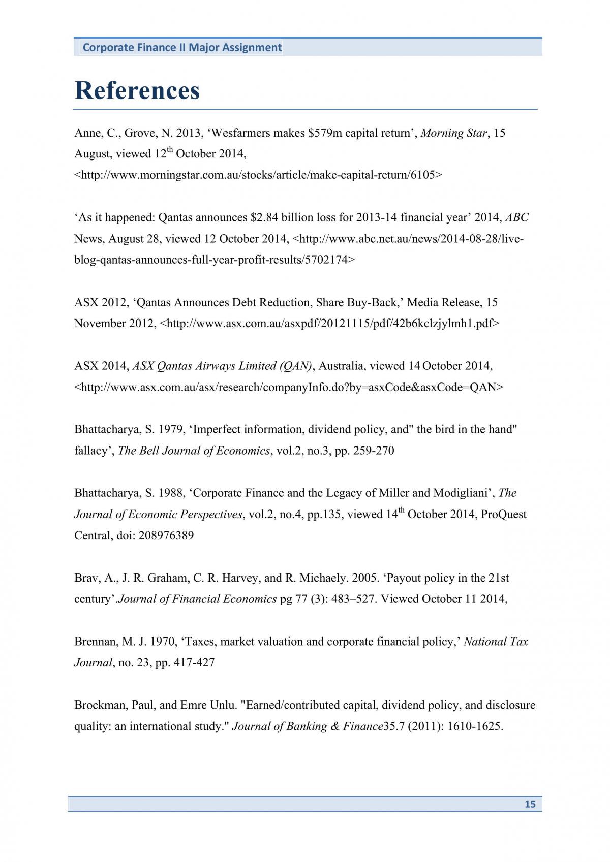 FINC2012 Major Assignment - Page 15