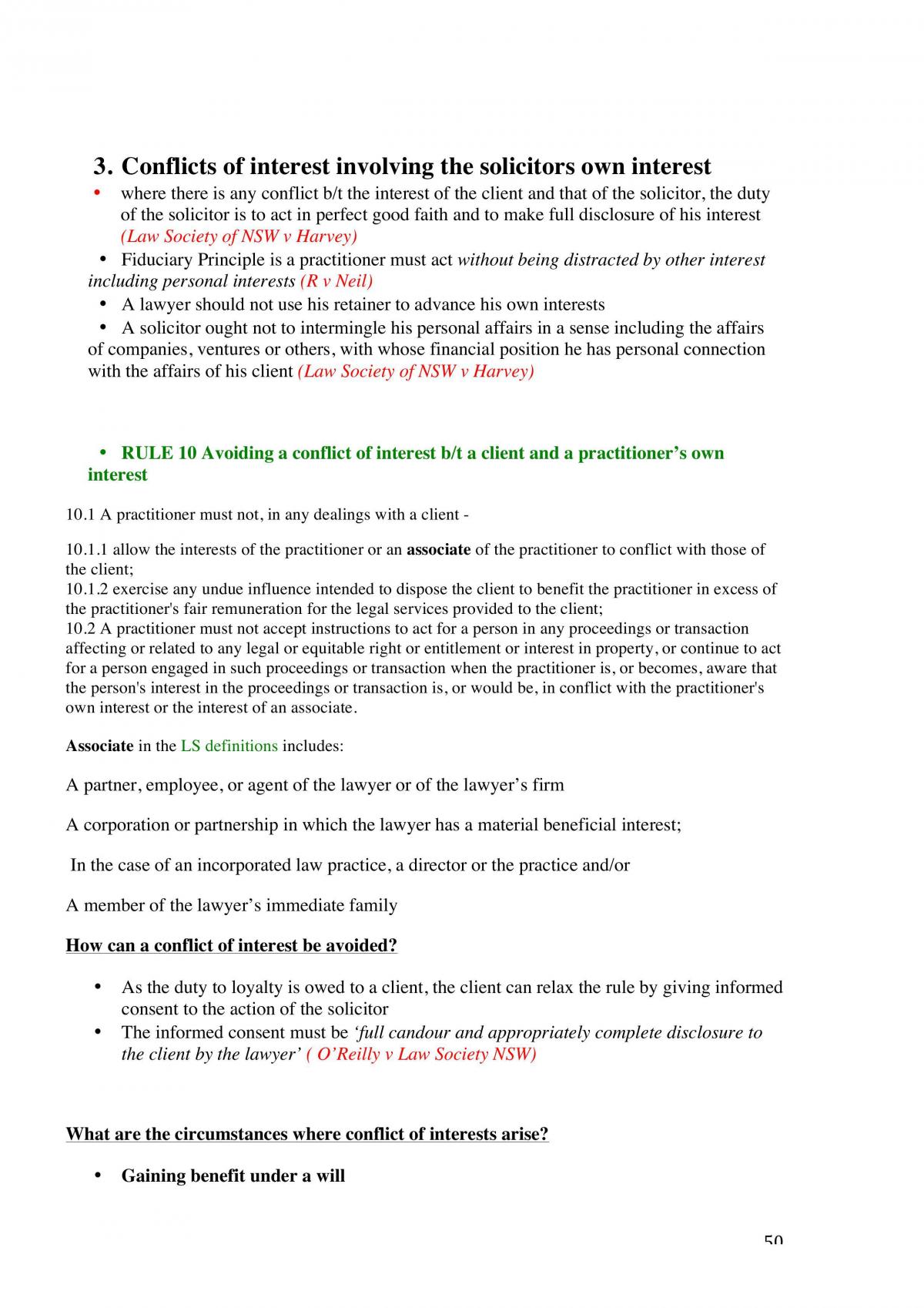 Complete Notes for LLB197 - Covering Weeks 1 to 13 as well as reference to LPA and Solicitor Rules - Page 50