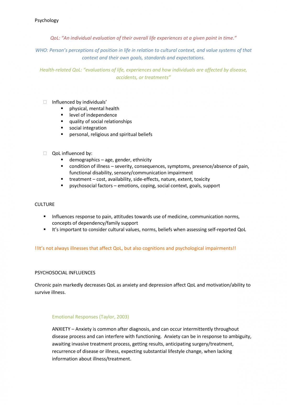 Psychology for the Health Sciences Notes - Page 24