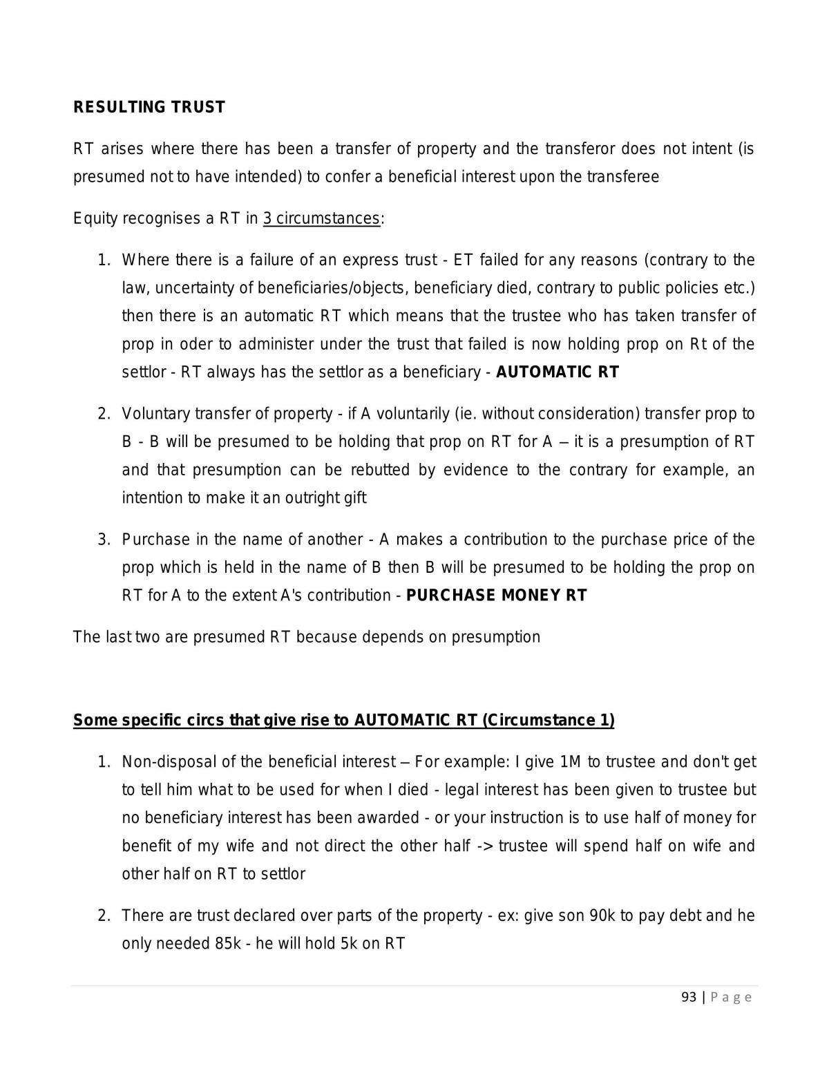 Equity Law Full Notes  - Page 93