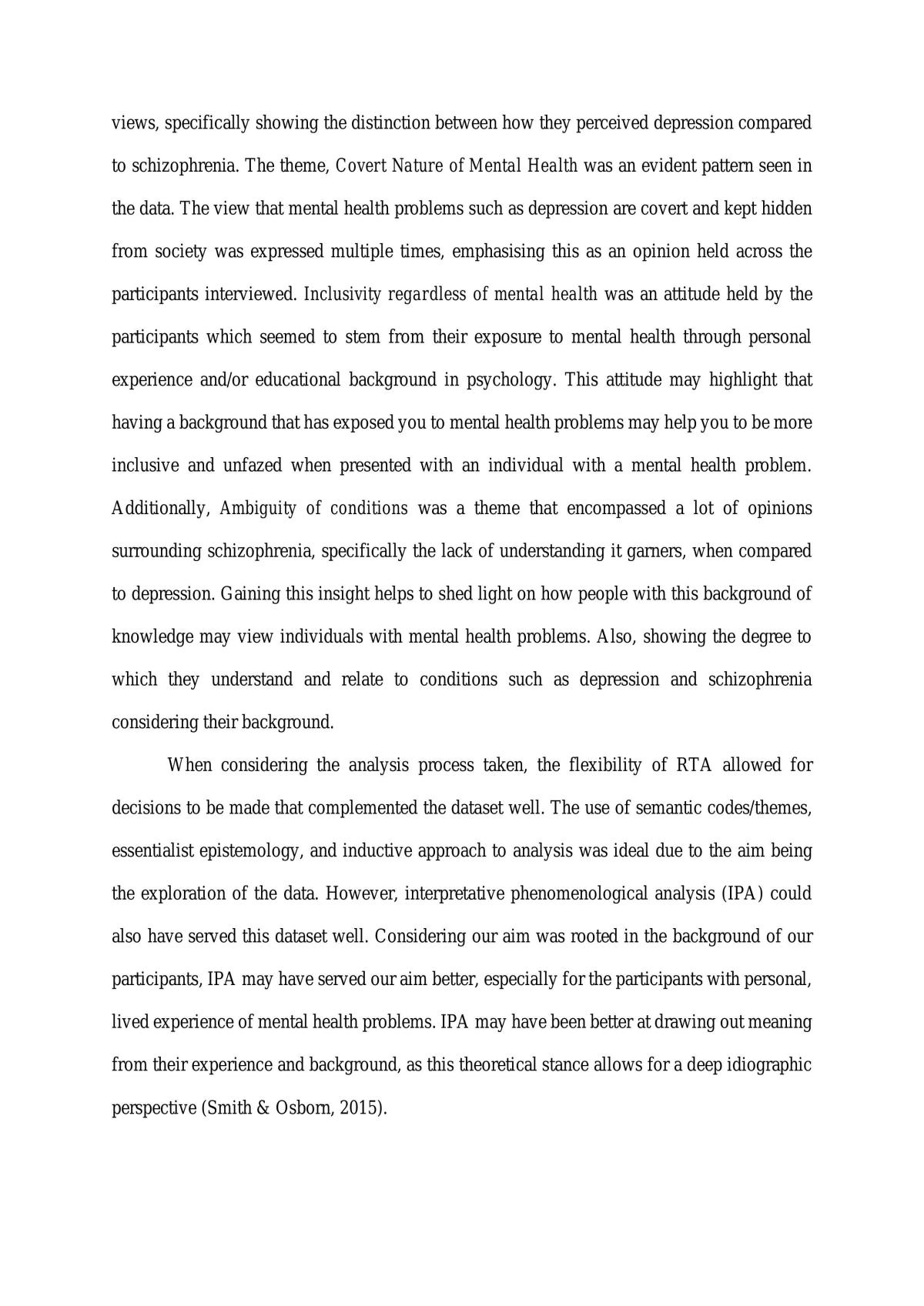 Attitudes surrounding mental health illnesses such as depression and schizophrenia: perspective of psychology students and individuals with care backgrounds - Page 8