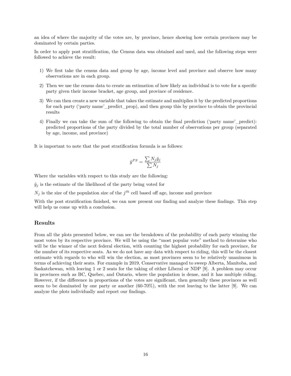 Using Multi-Level Regression Post-Stratification (MRP) to predict the Canadian Federal Election Results - Page 16