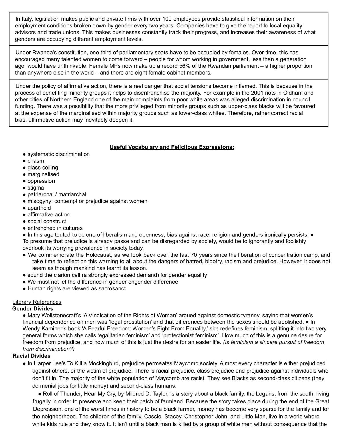 Comprehensive notes on Rights, Discrimination & Inequality - Page 23