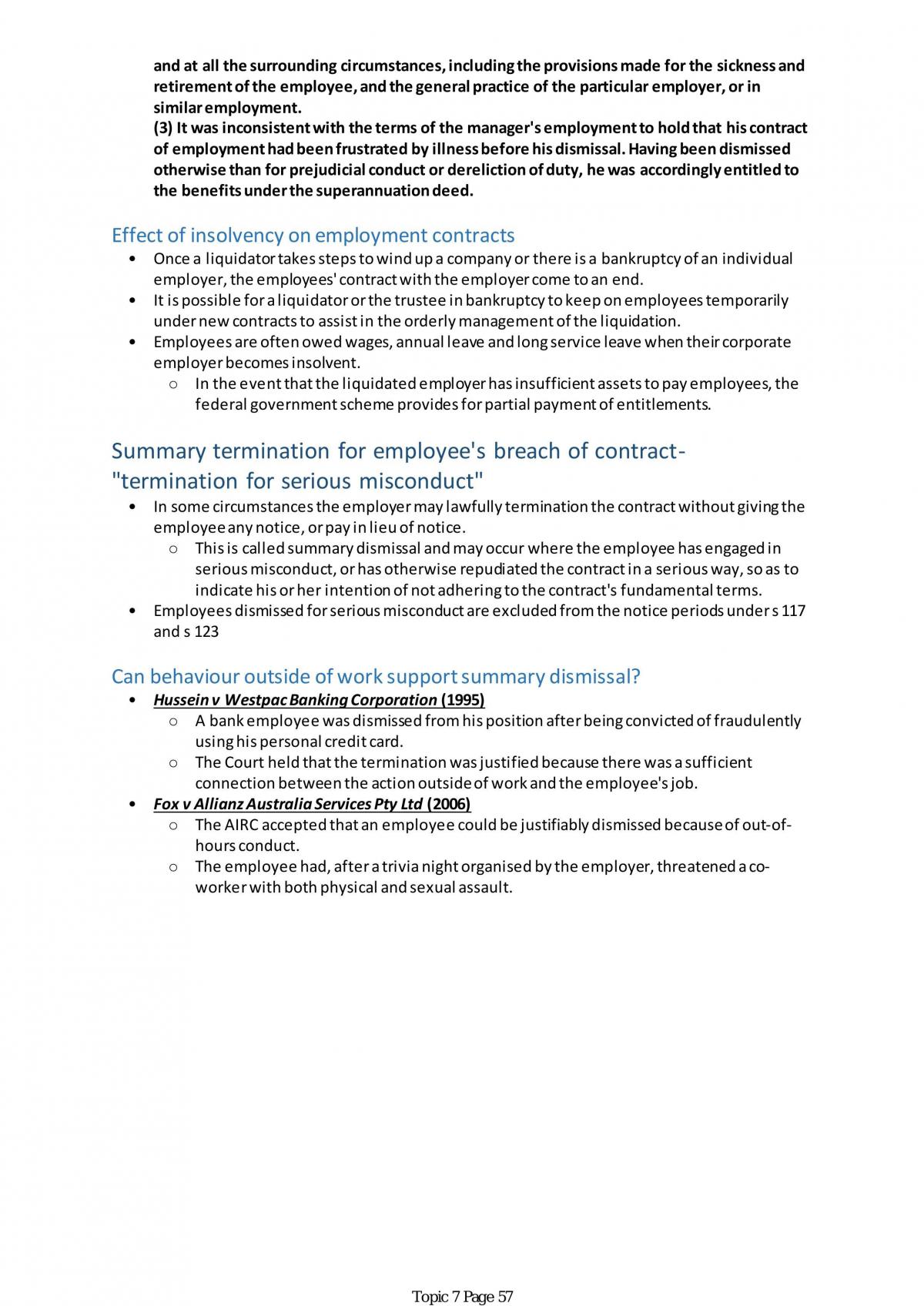 Workplace Law Study Notes - Page 57