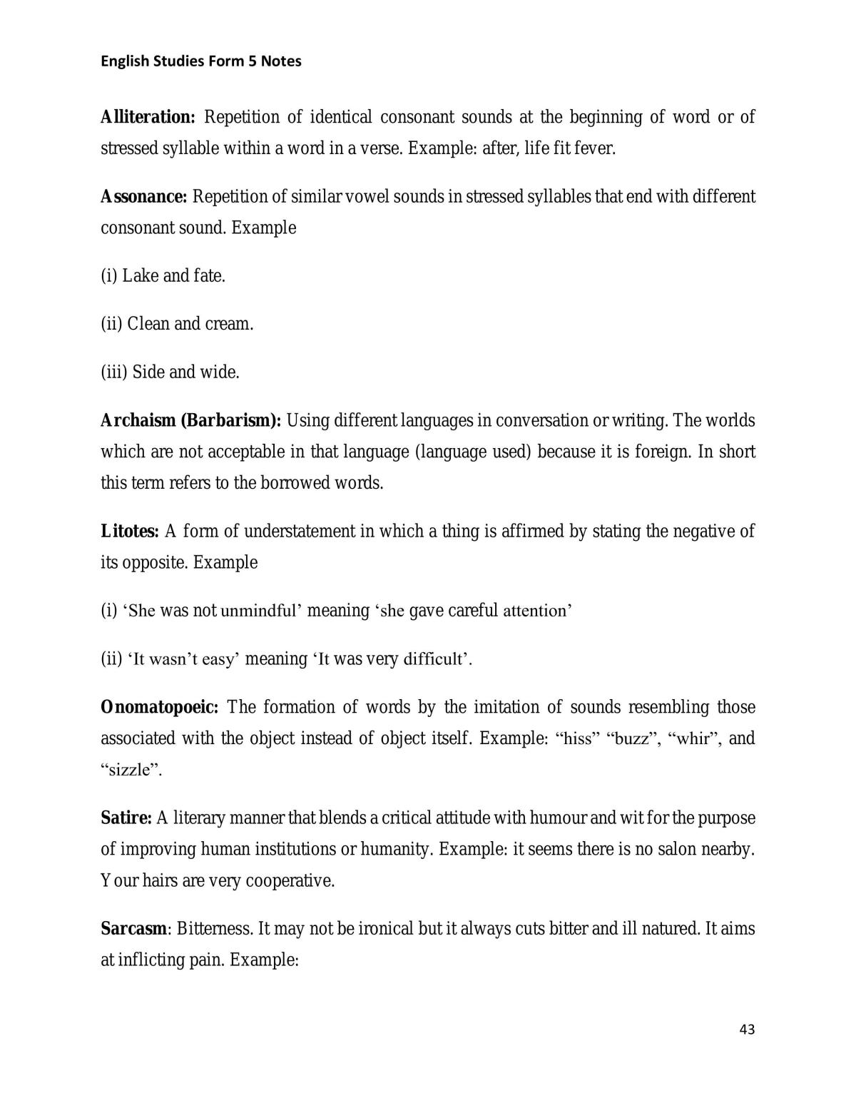 Form 5 English Studies Notes  - Page 43