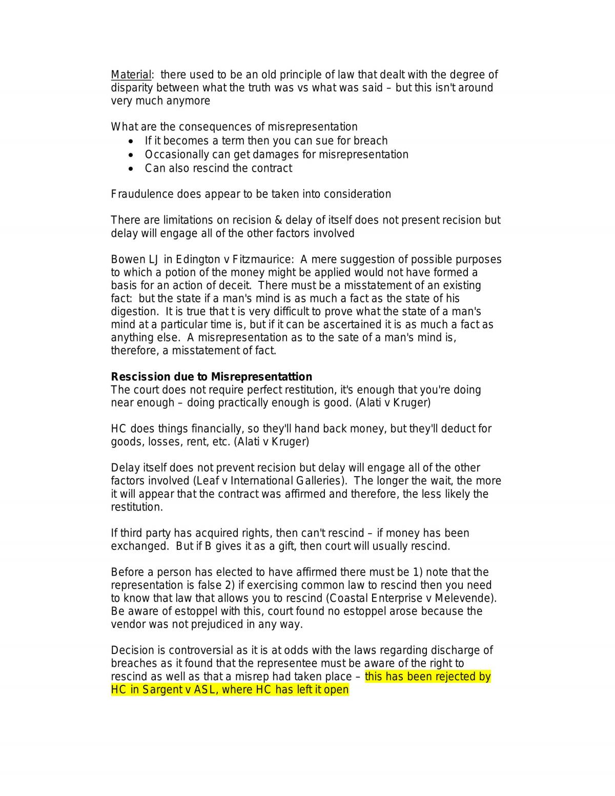 Complete Study Notes for Contract Law  - Page 29