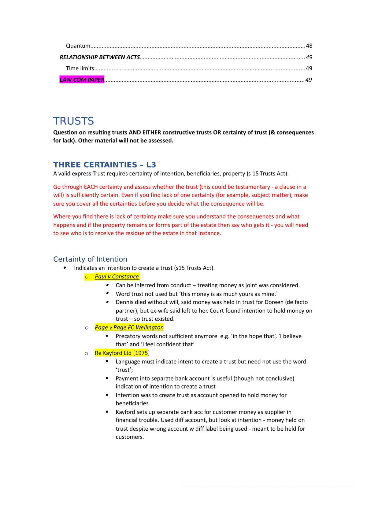 Equity and Trusts Course Notes - Page 3