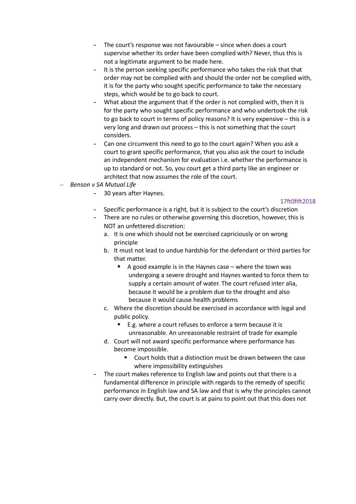 Law of Contract Course Notes - Page 180