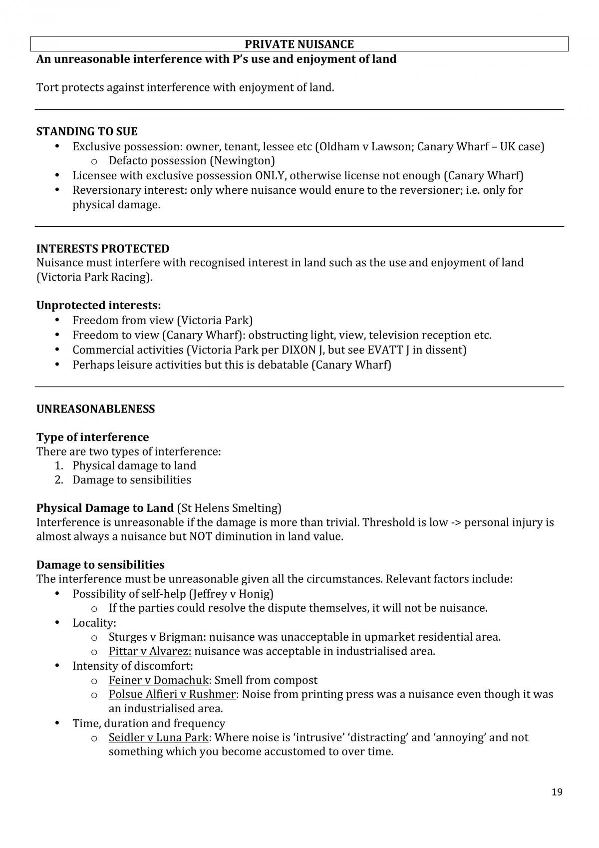 Torts A Exam Notes - Page 19