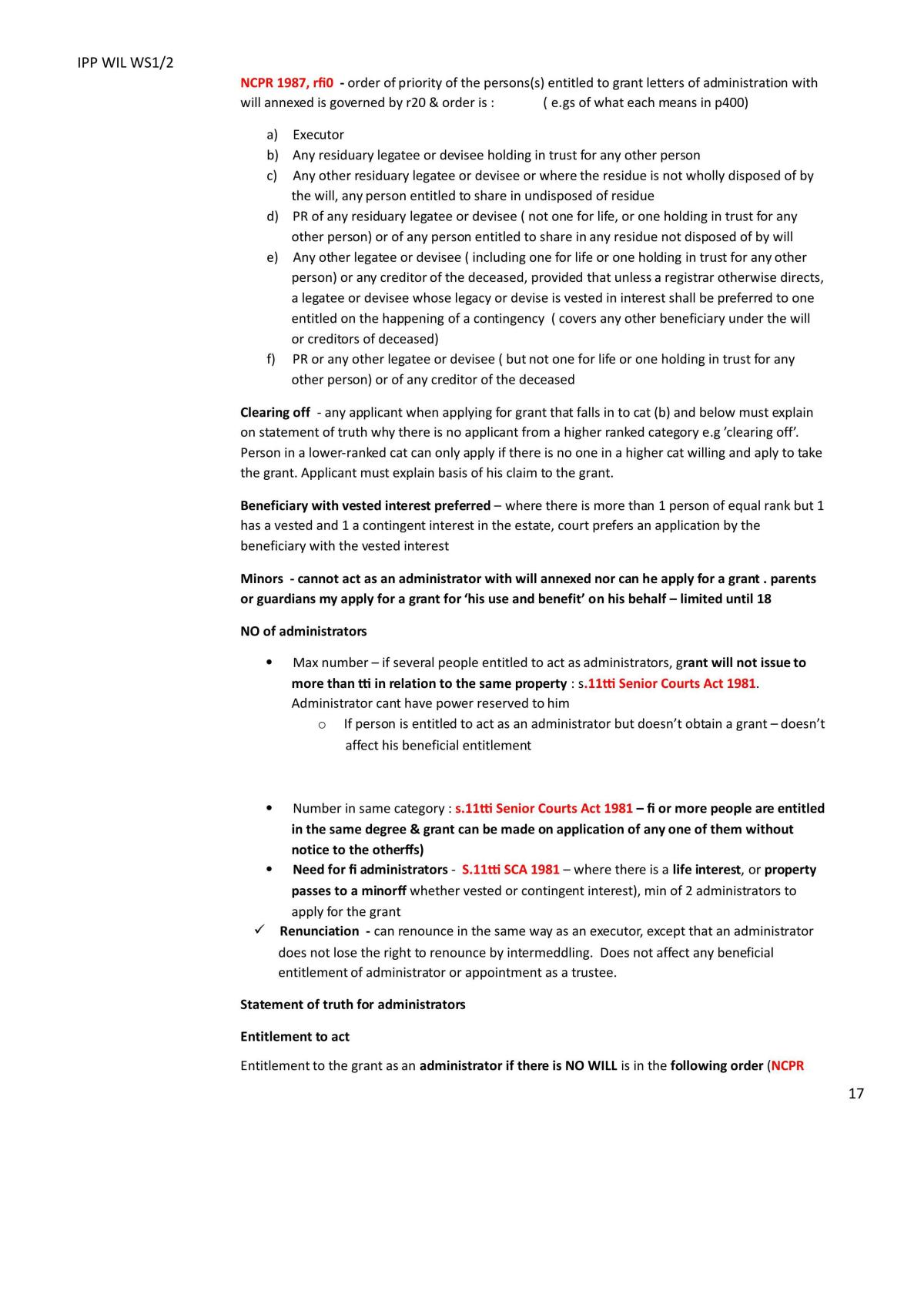 Wills and Administration of Estates Notes - Page 17