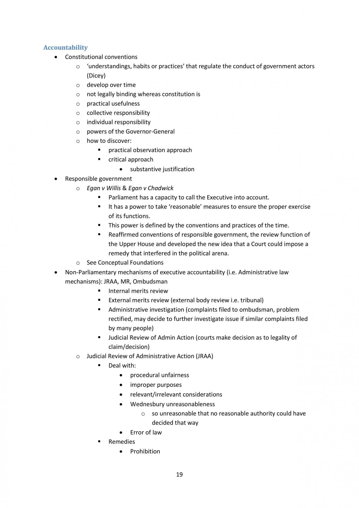 Principles of Public Law Exam Notes - Page 19
