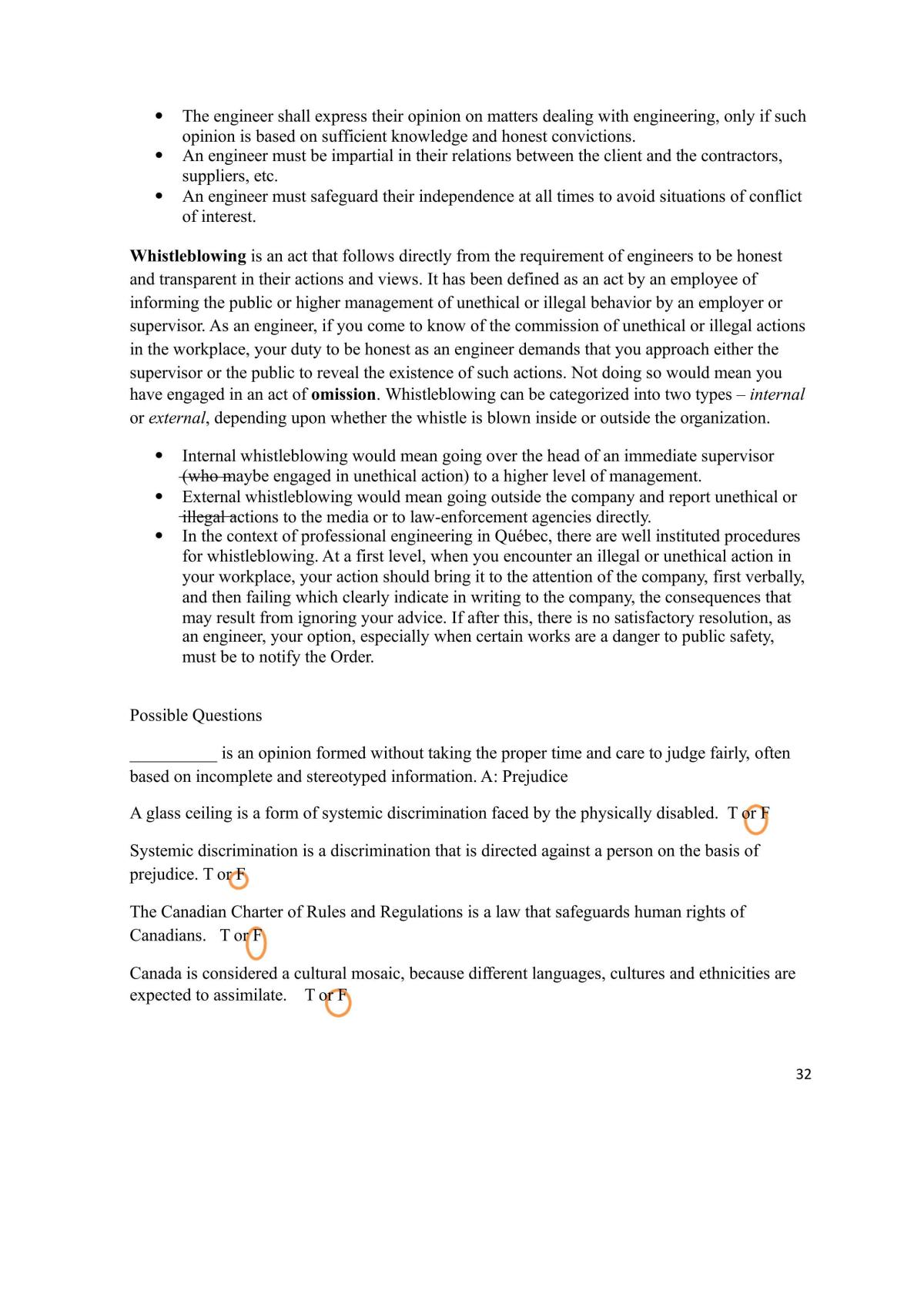 Professional Practice and Responsibility Final Exam Review - Page 32