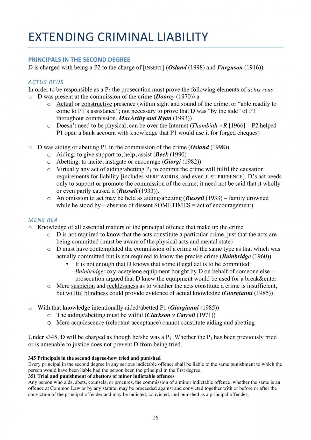 Criminal Law and Procedure Exam Study Notes  - Page 16