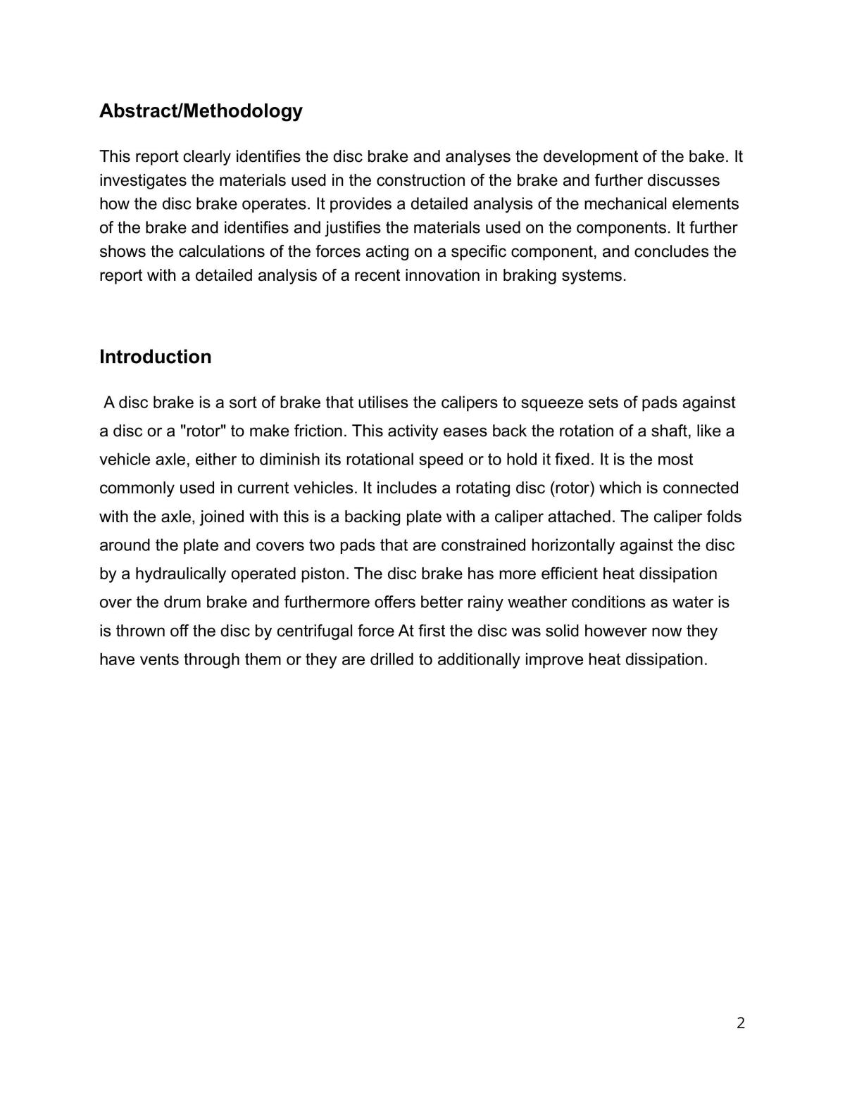 Report on Breaking Systems - Disc Brake  - Page 3